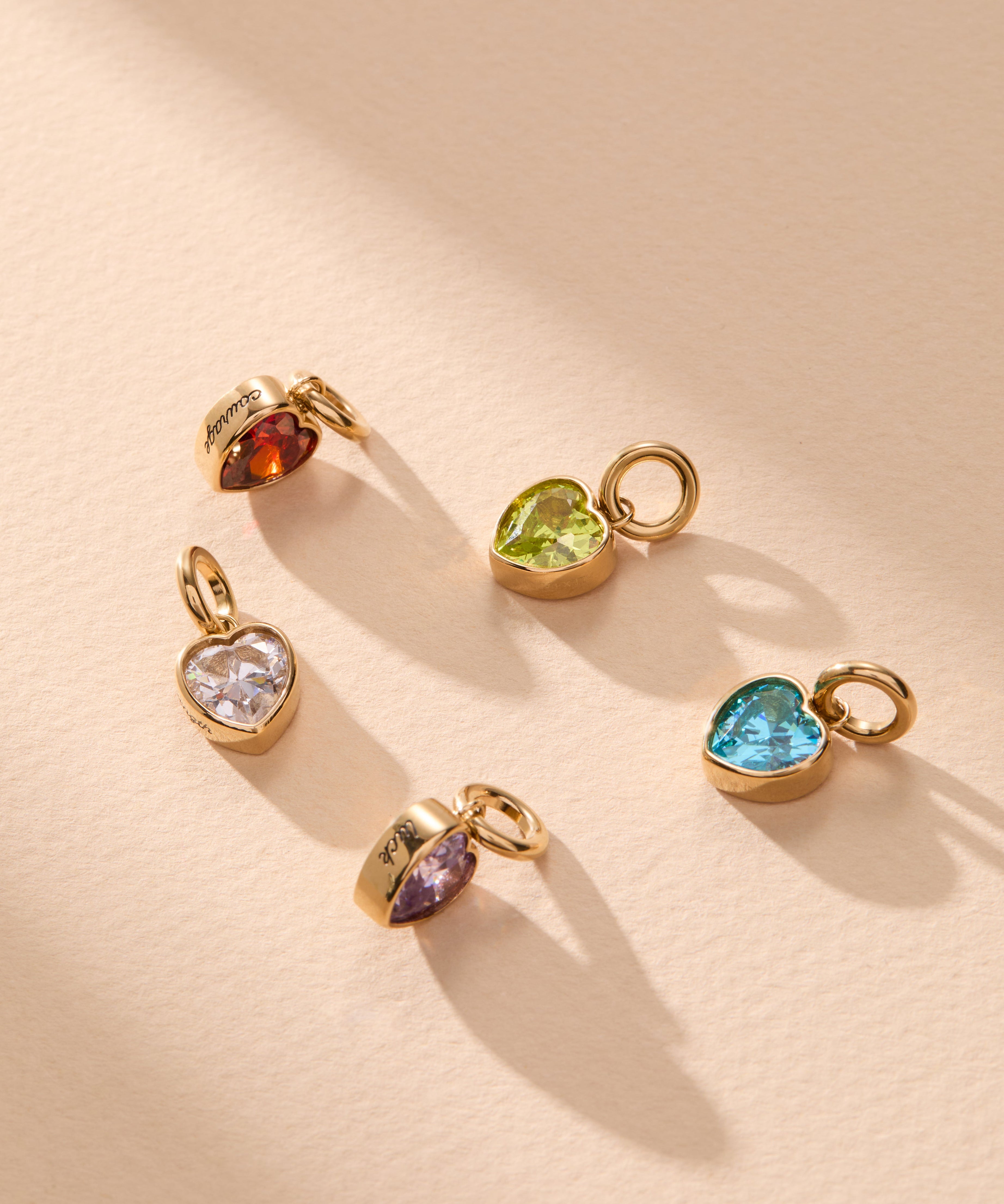 March 'Faith' Heart Birthstone Charm