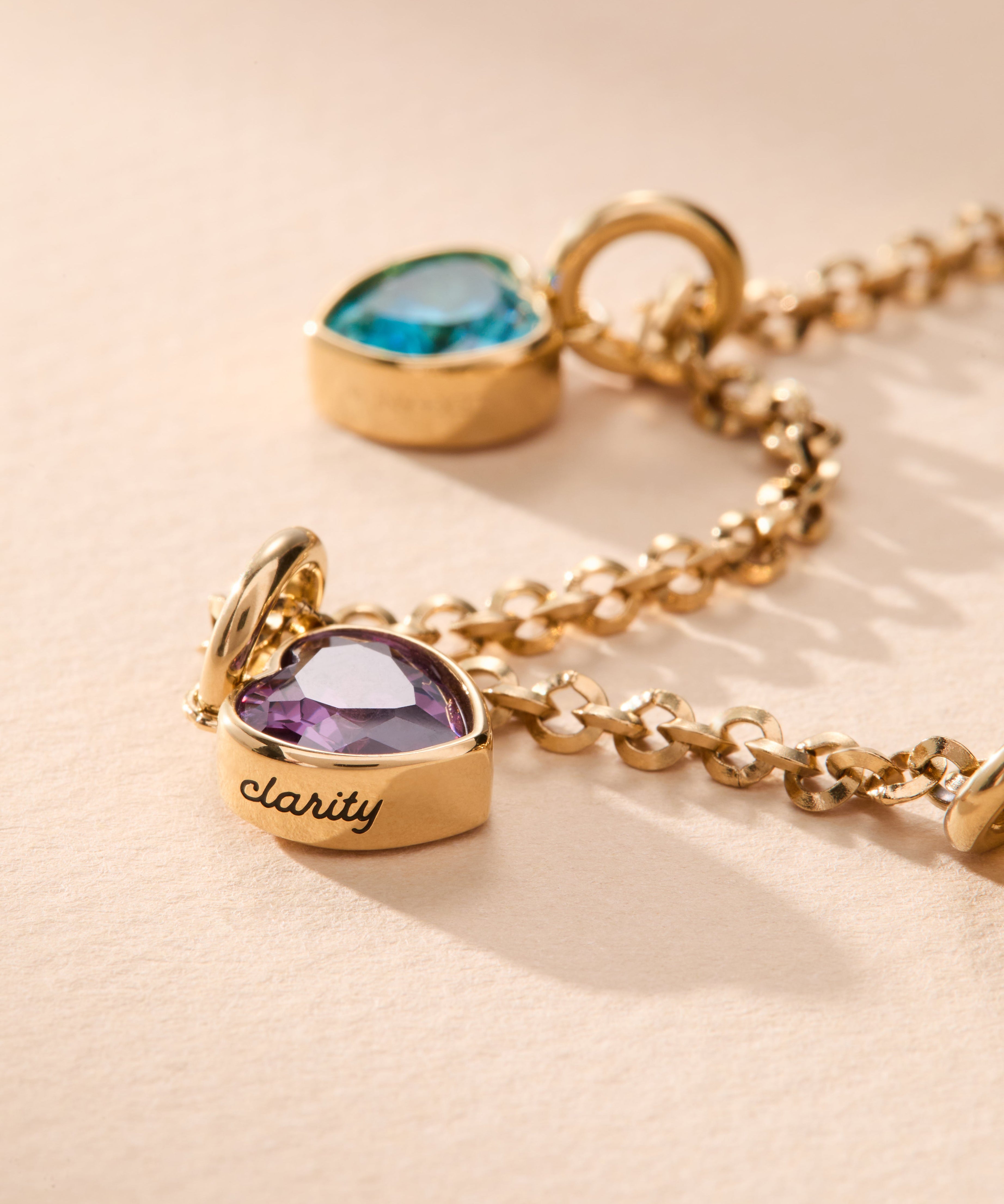February 'Clarity' Heart Birthstone Charm