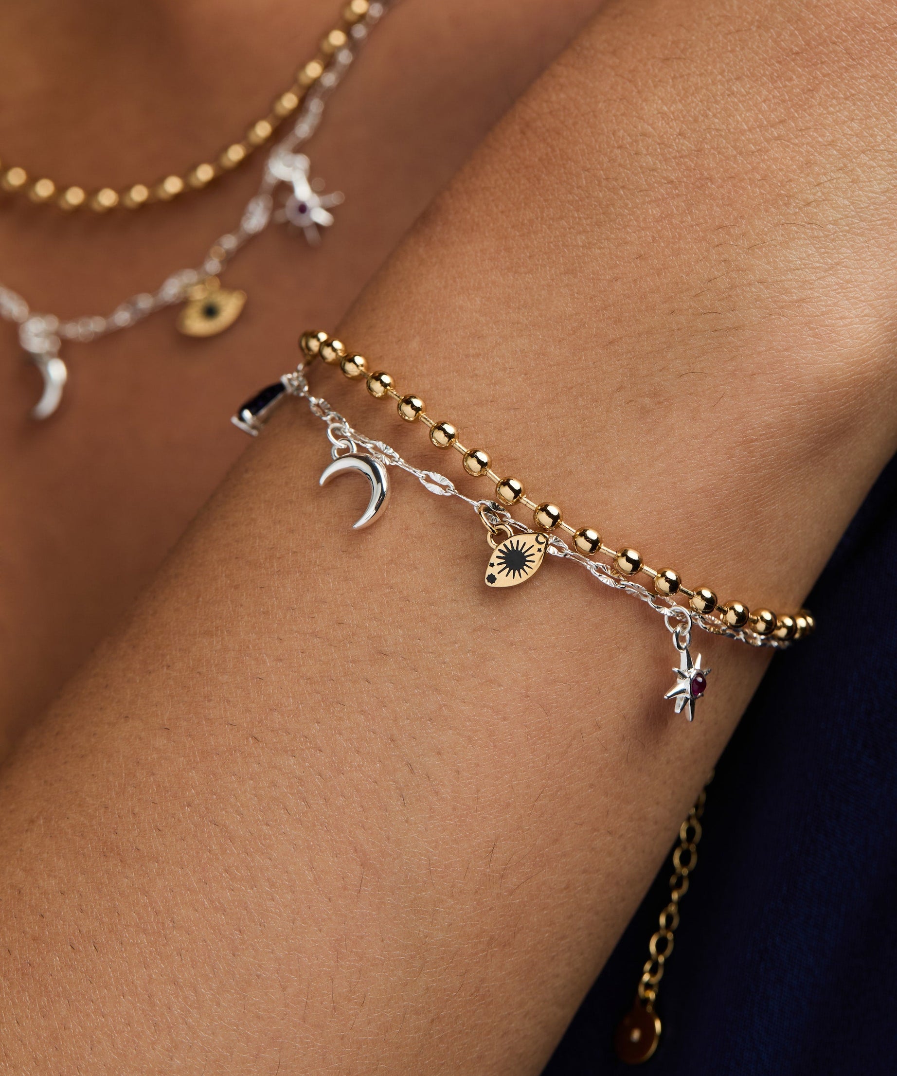 Moon Magic 2 Row Charm Bracelet