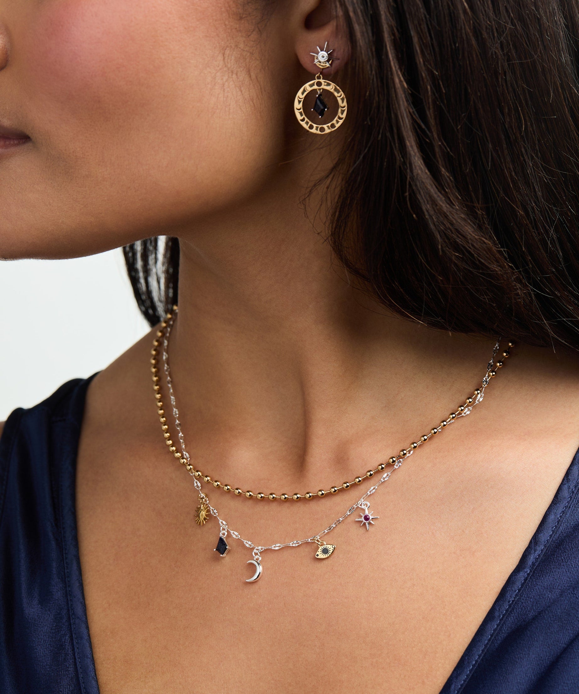 Moon Magic 2 Row Charm Necklace