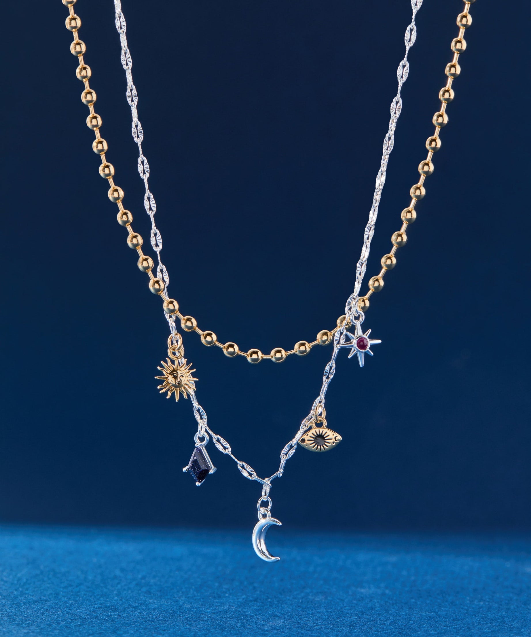 Moon Magic 2 Row Charm Necklace