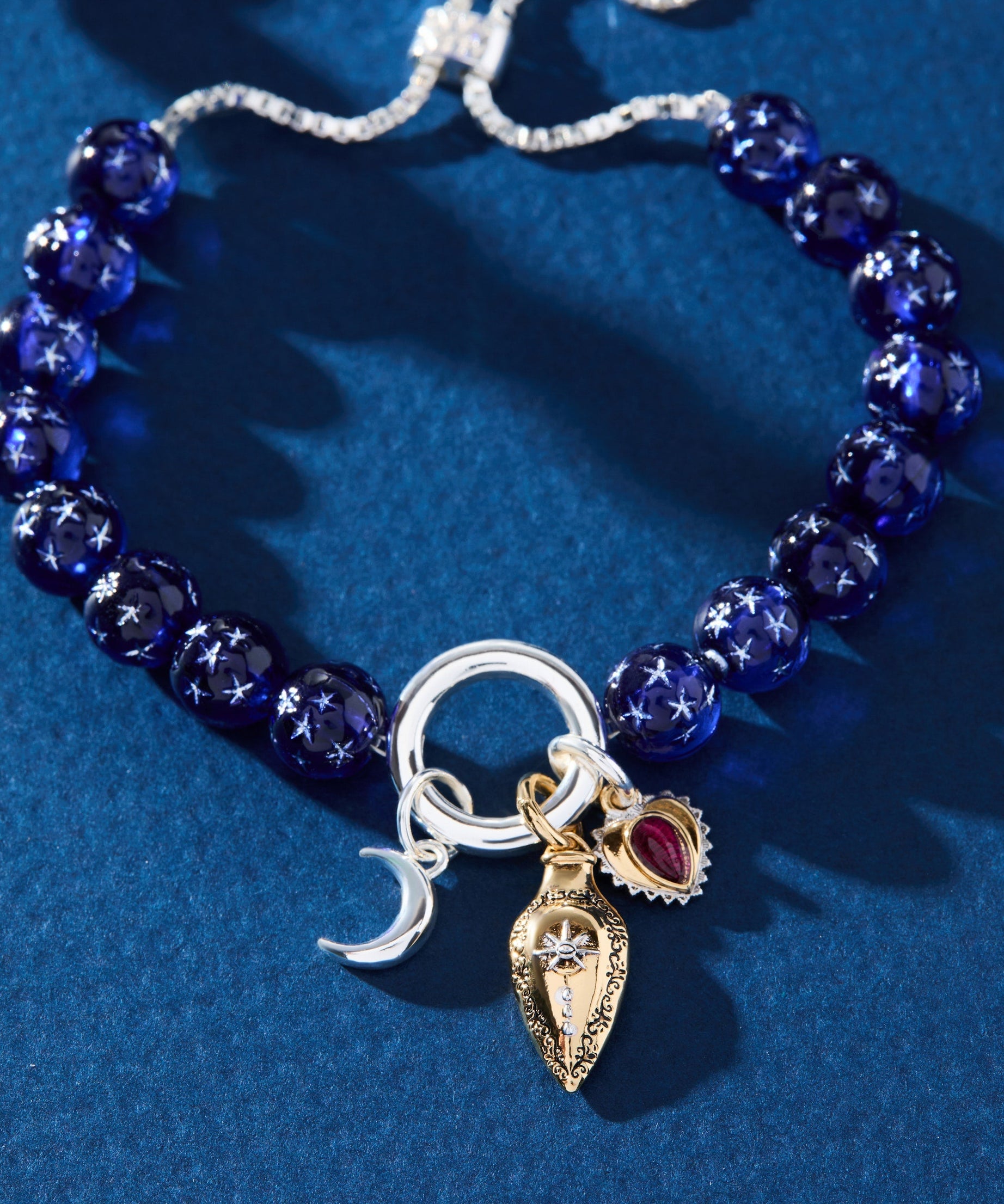 Moon Magic Beaded Charm Bolo Bracelet