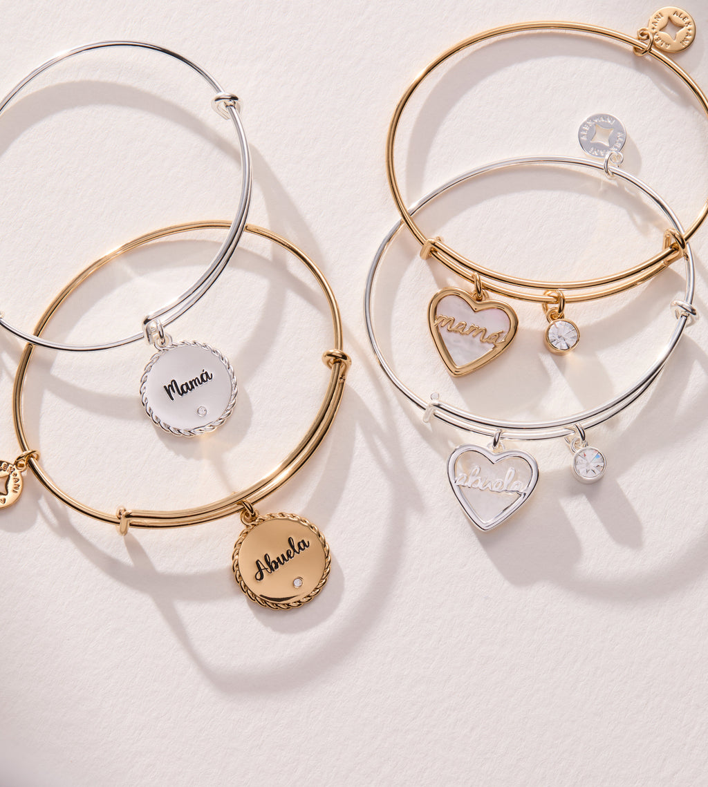 Abuela Mother of Pearl Heart Charm Bangle
