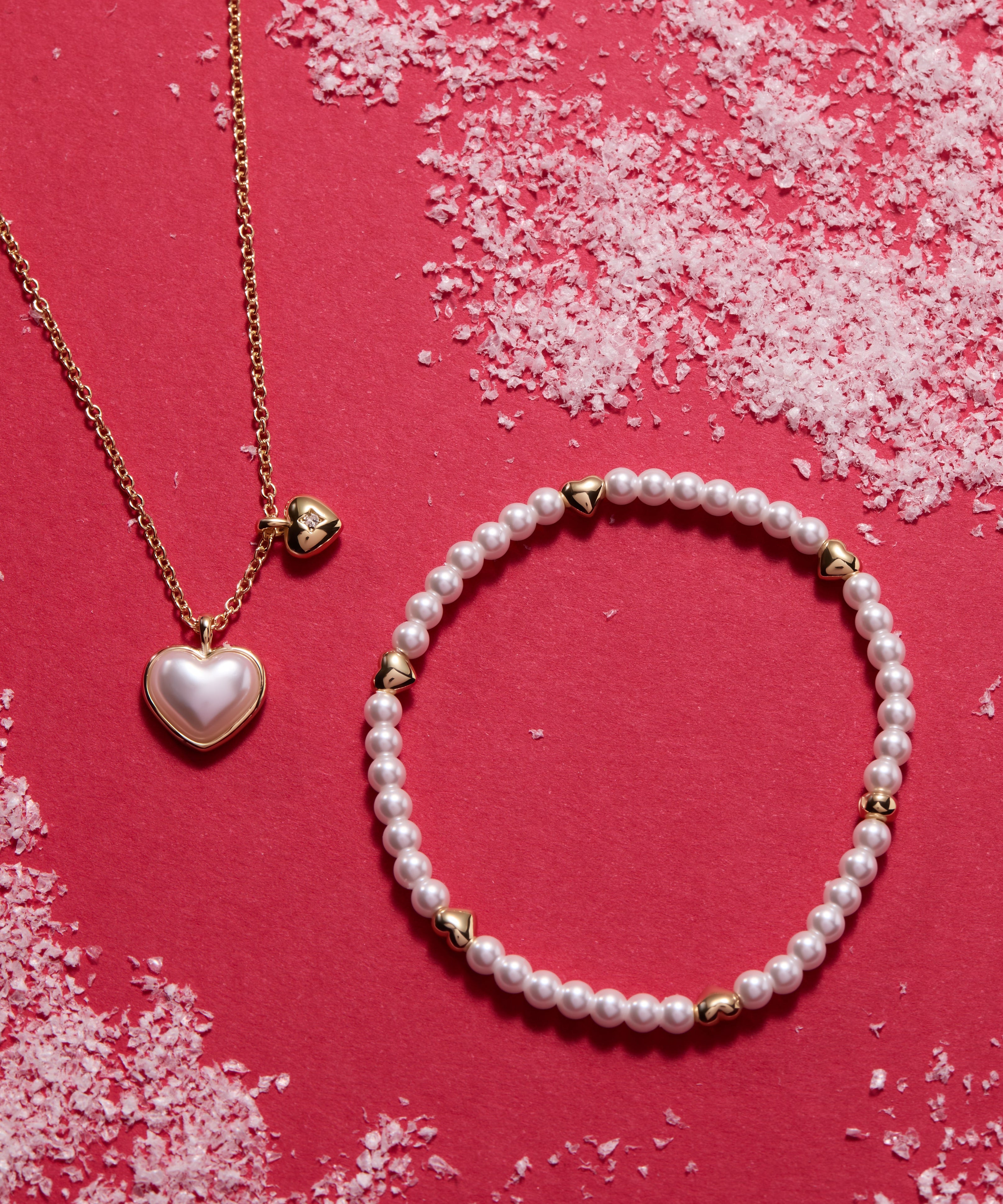 Pearl Heart Duo Charm Necklace