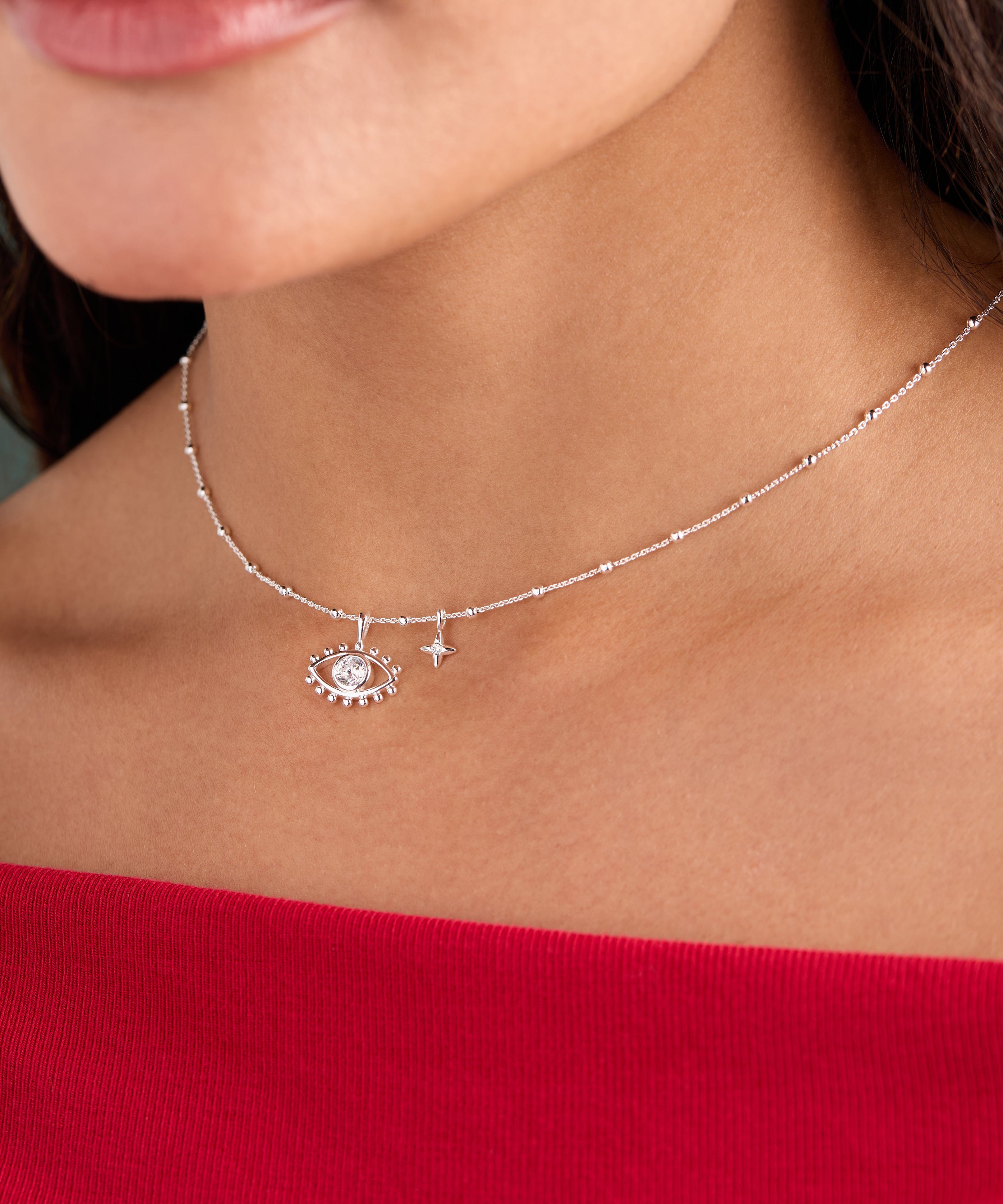 Evil Eye Duo Charm Necklace