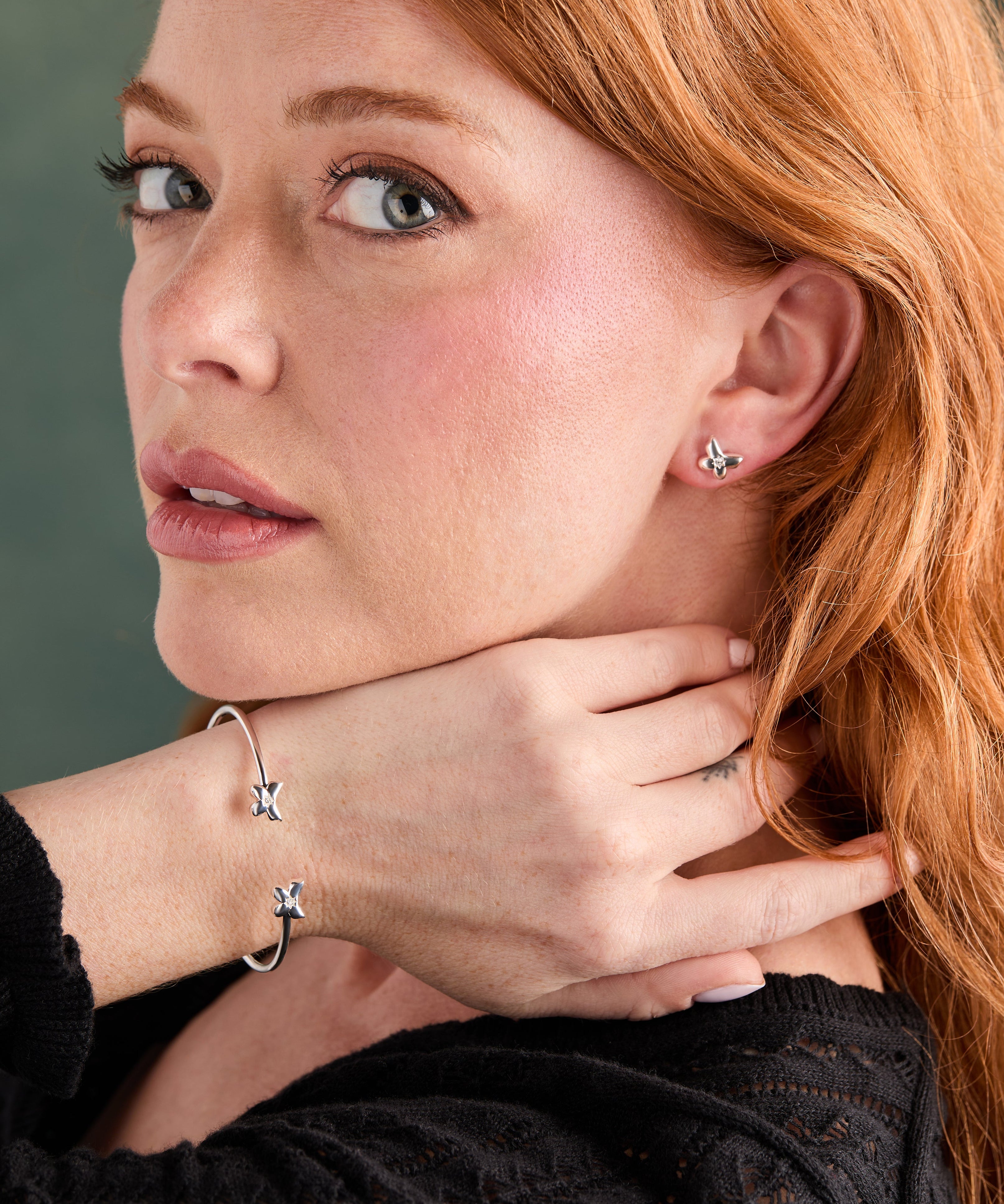 Puffy Butterfly Crystal Stud Earrings