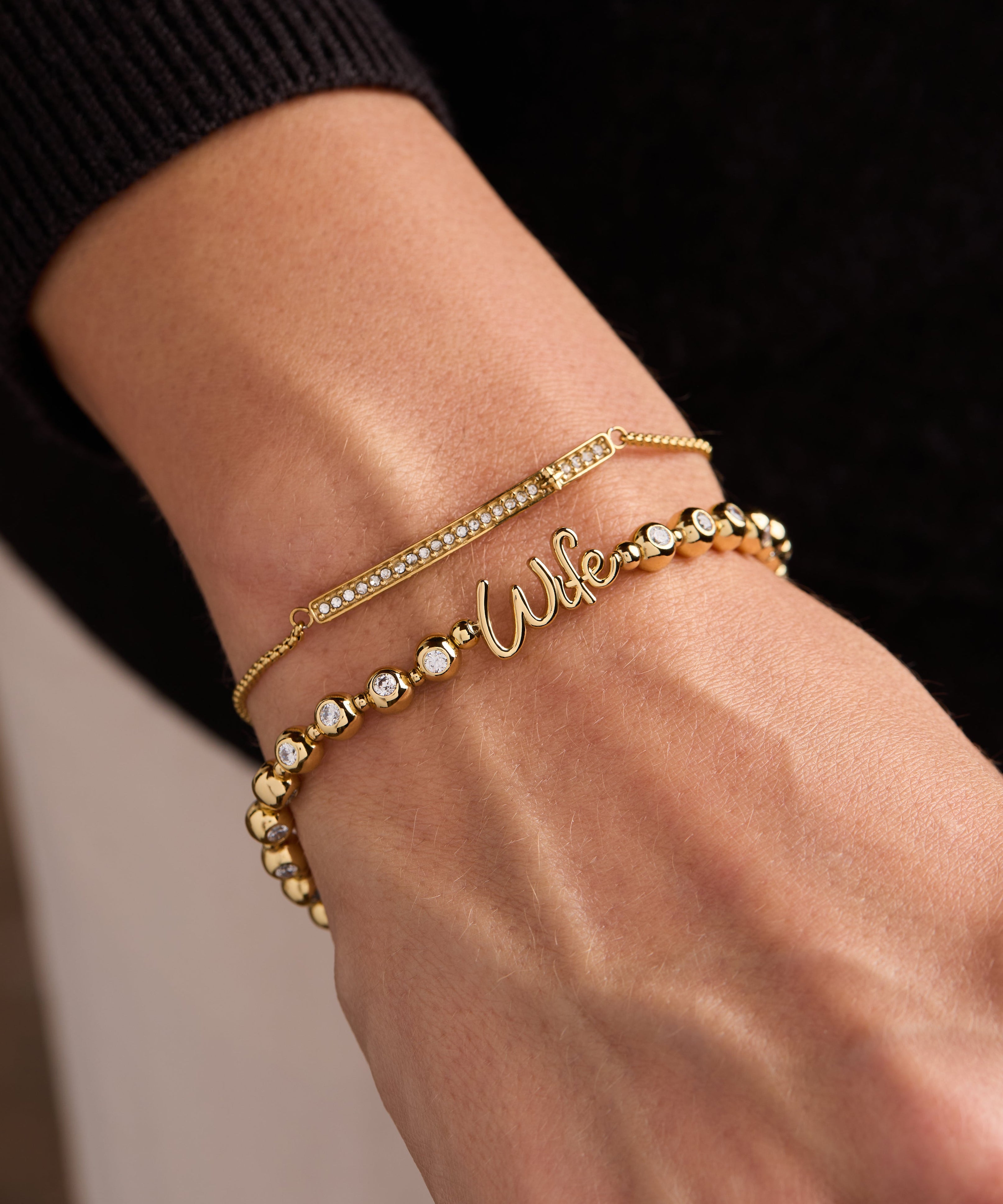 Wife Elongated Crystal Stretch Bracelet