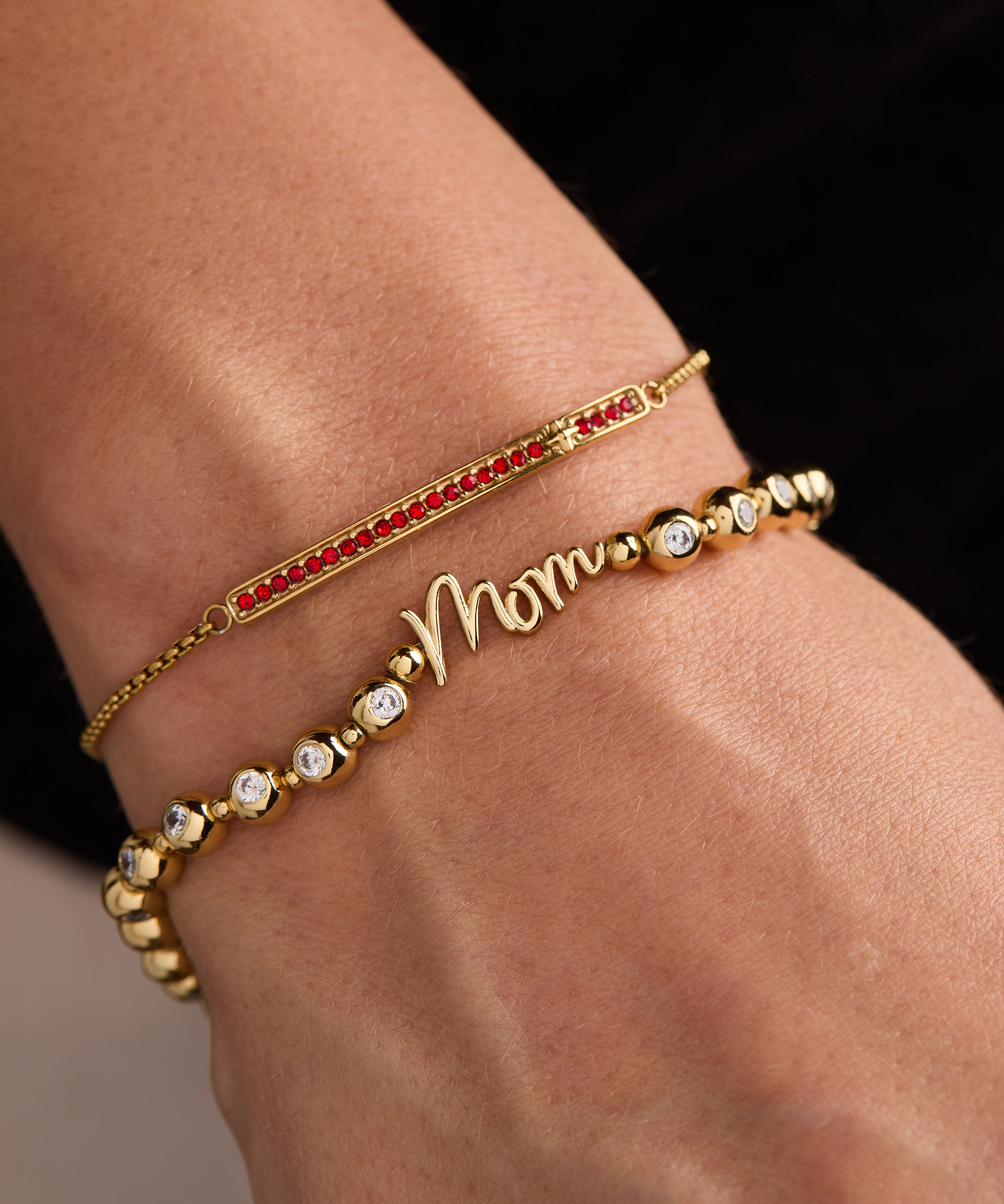 Mom Elongated Crystal Stretch Bracelet