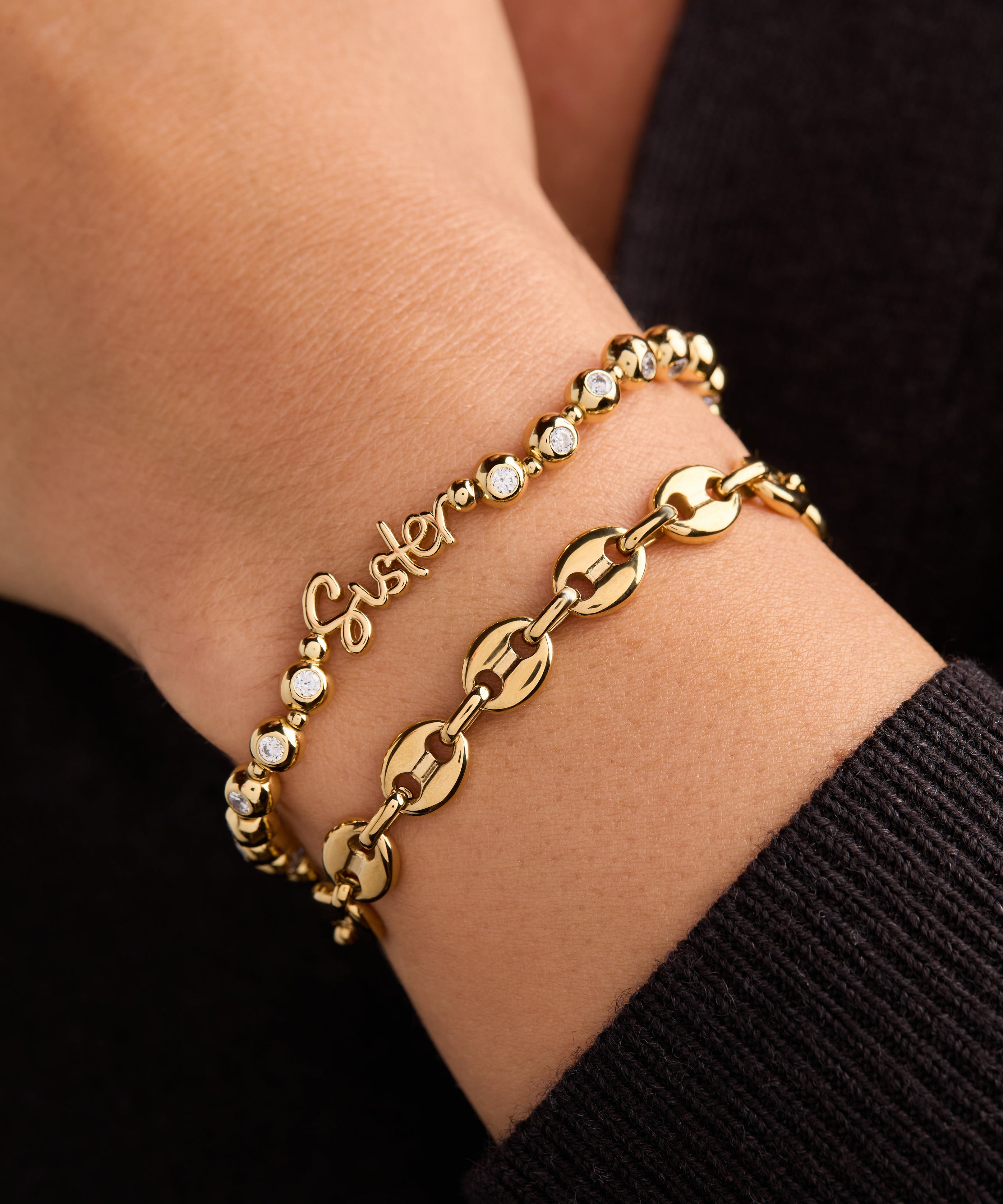 Sister Elongated Crystal Stretch Bracelet