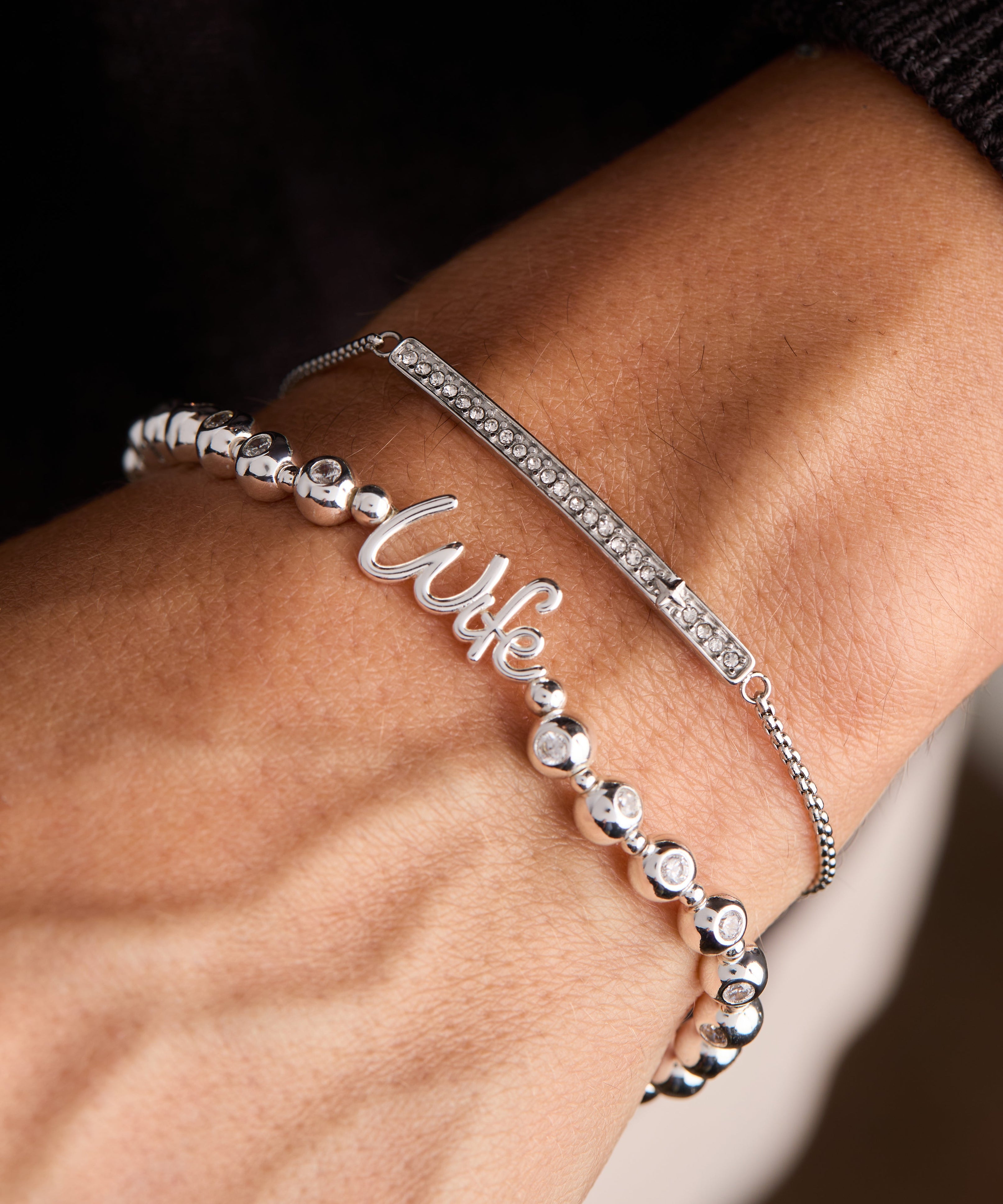 Wife Elongated Crystal Stretch Bracelet