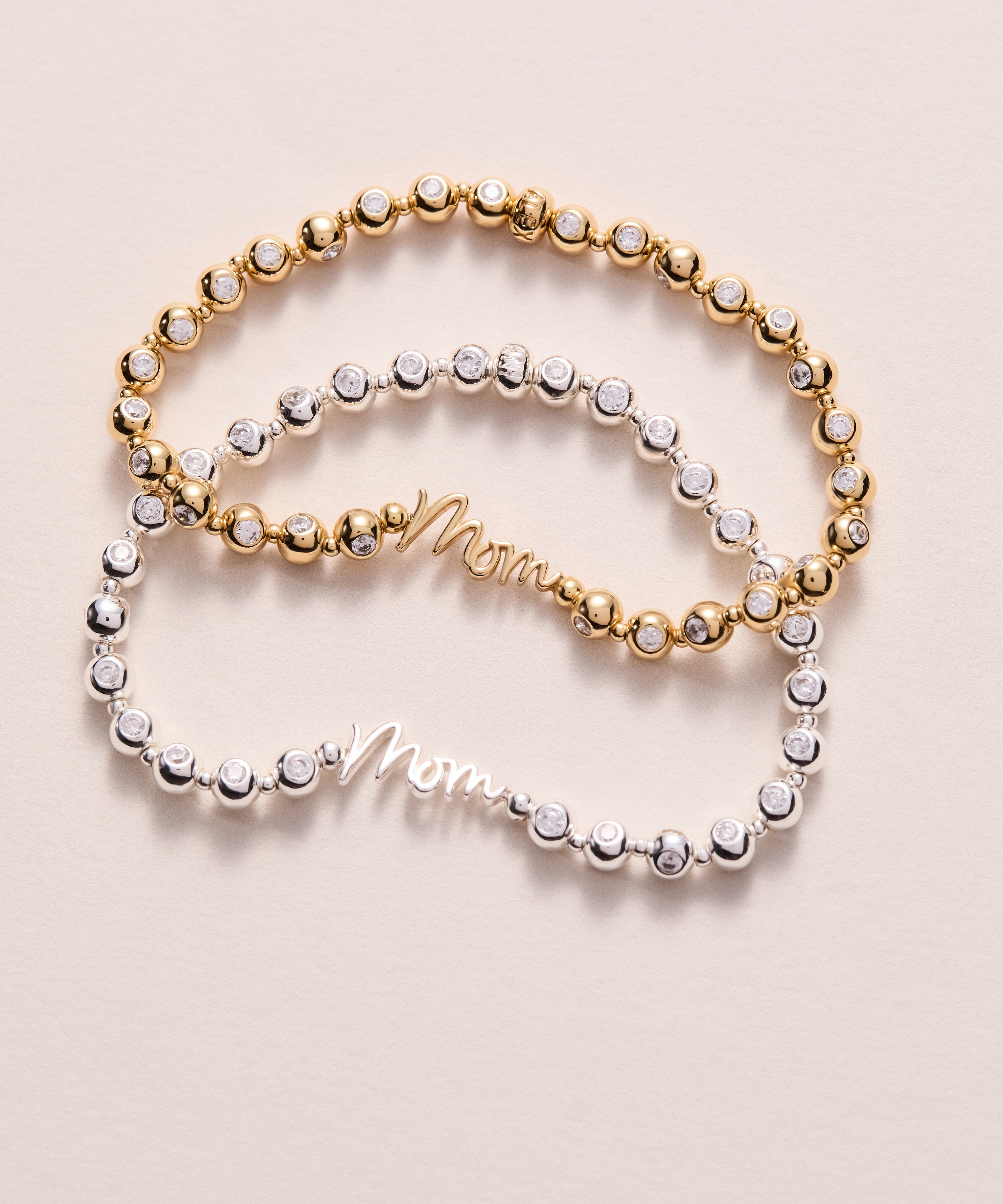 Mom Elongated Crystal Stretch Bracelet