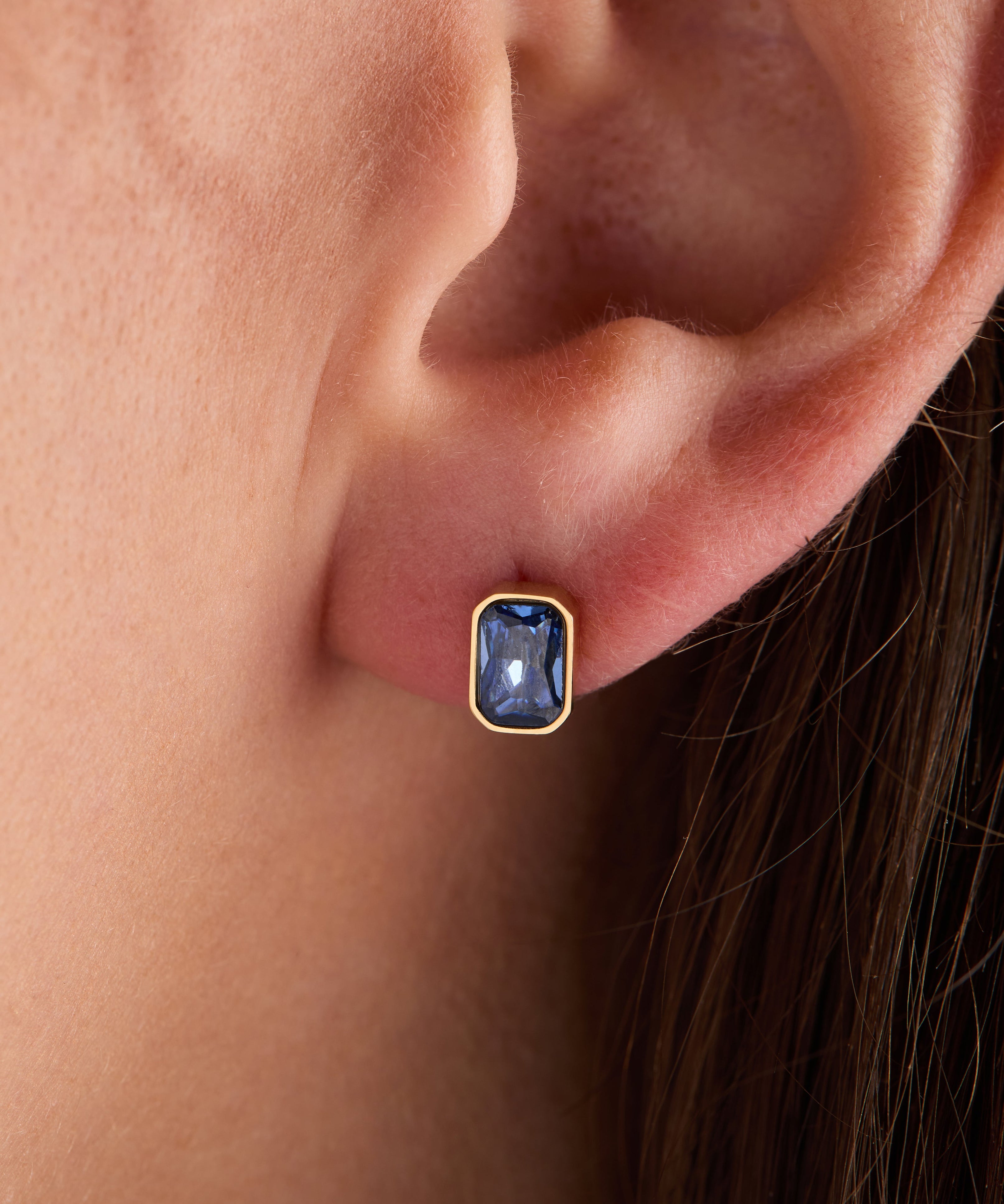 September Emerald-Cut Birthstone Stud Earrings