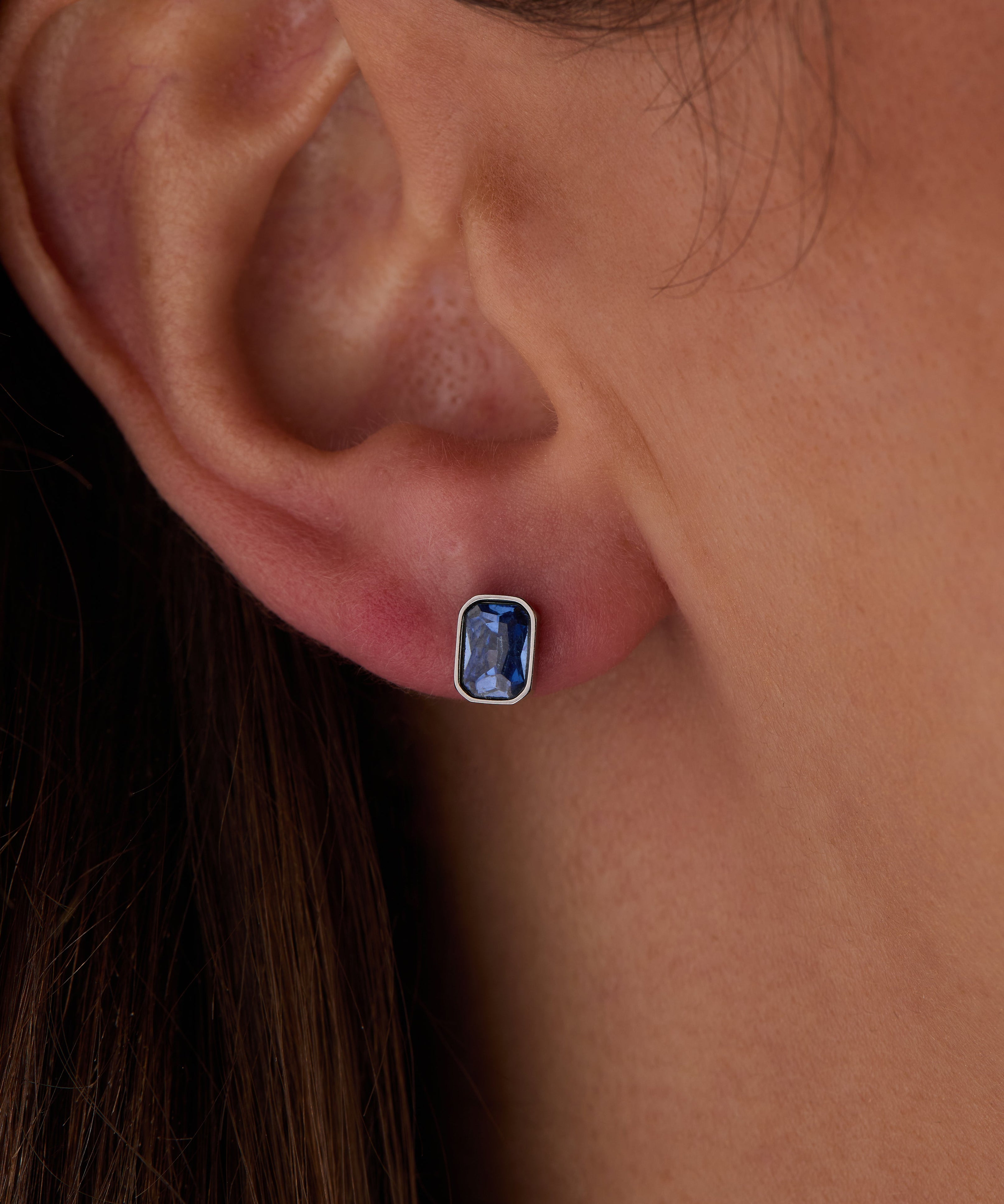 September Emerald-Cut Birthstone Stud Earrings