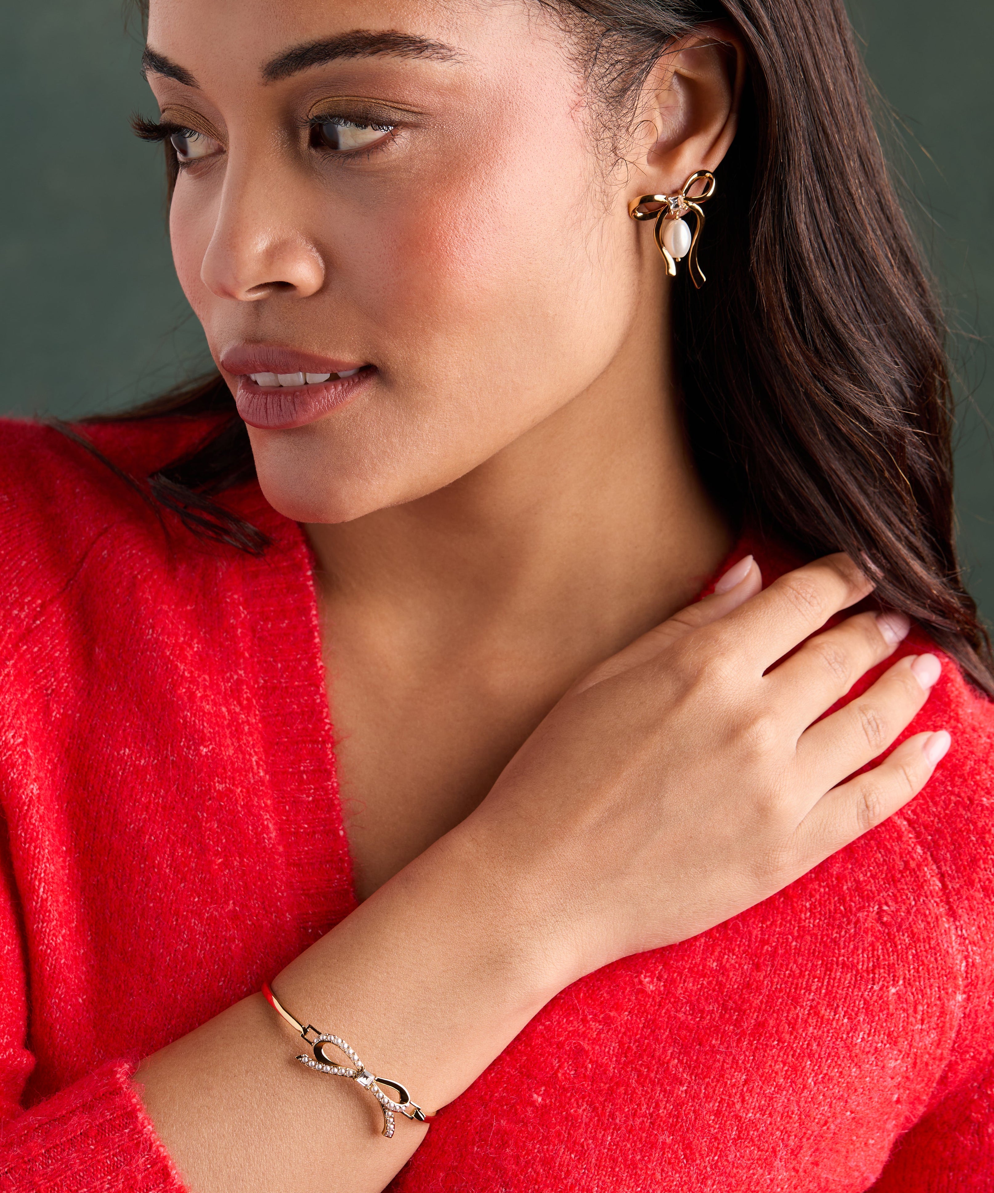 Bow Pearl Coquette Tension Bangle