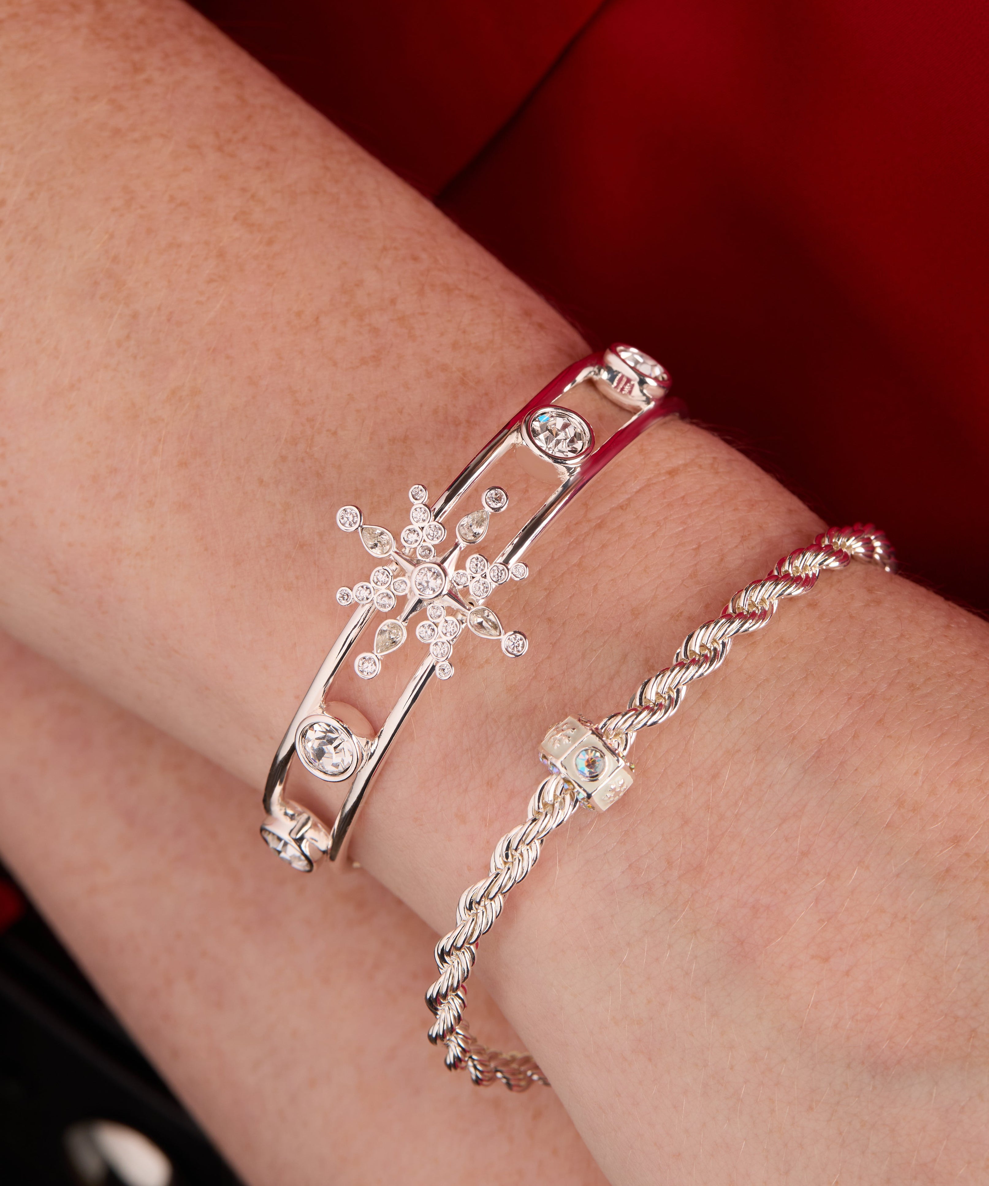 Crystal Snowflake Cuff Bracelet