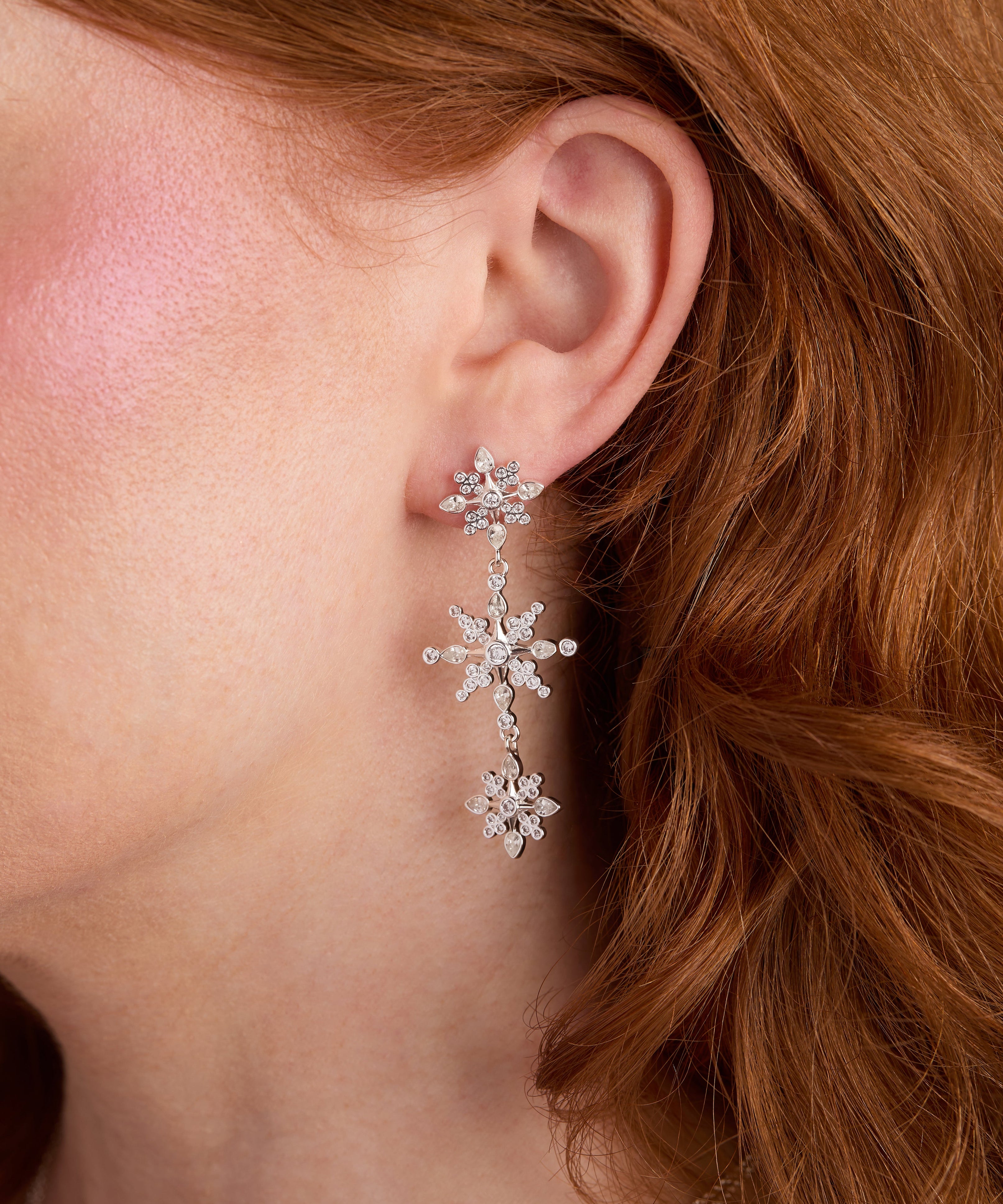 Crystal Snowflake Linear Earrings