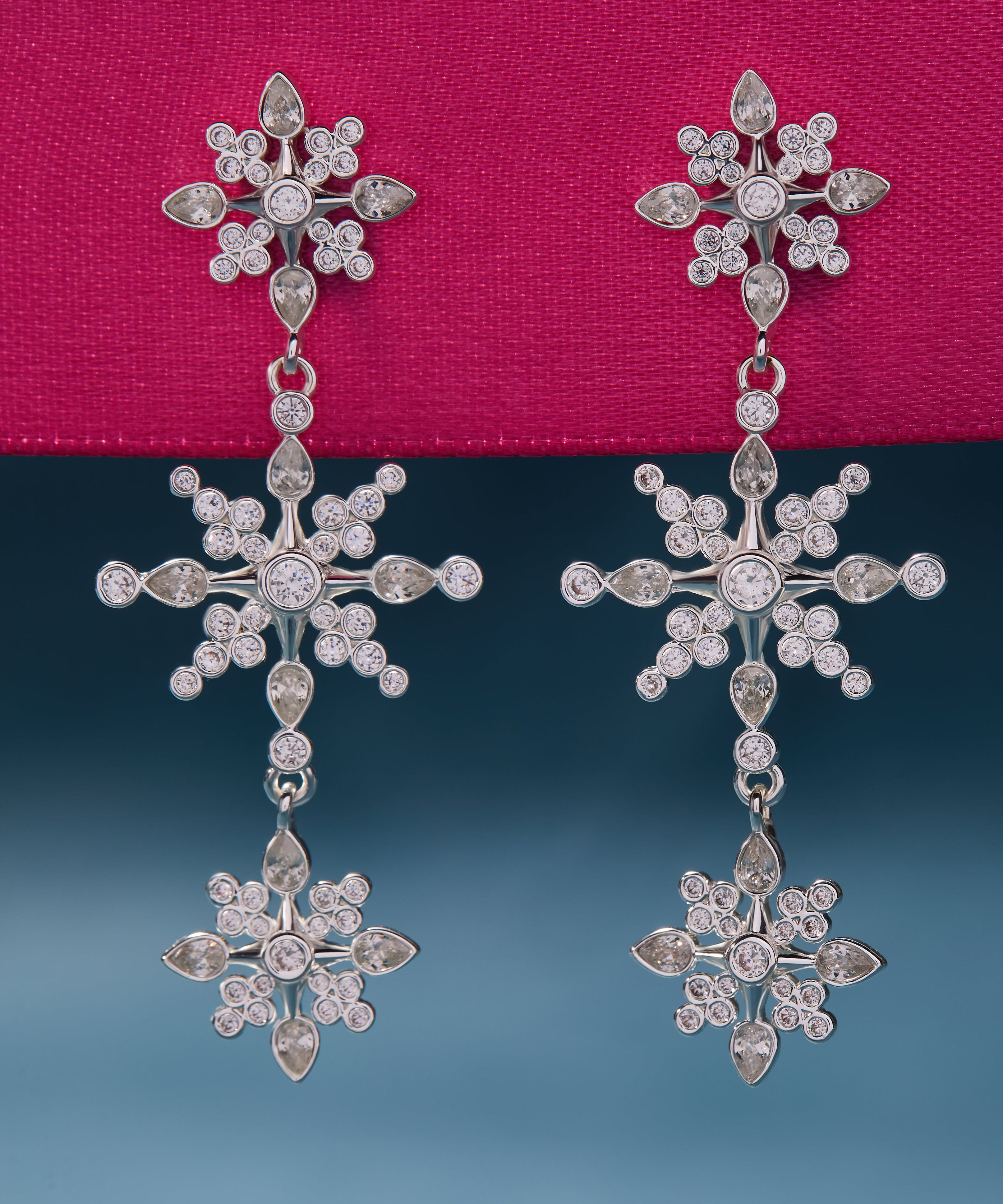 Crystal Snowflake Linear Earrings