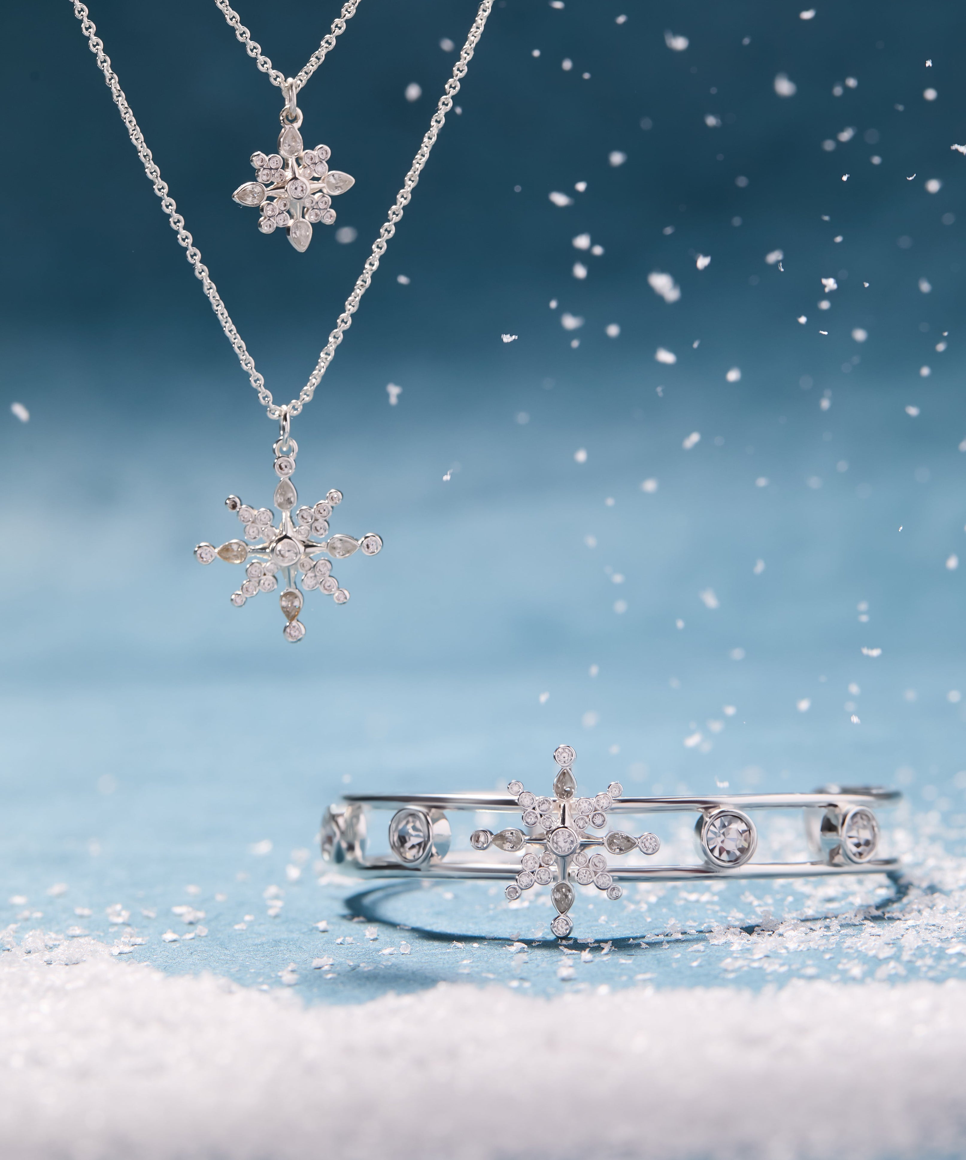 Crystal Snowflake Cuff Bracelet