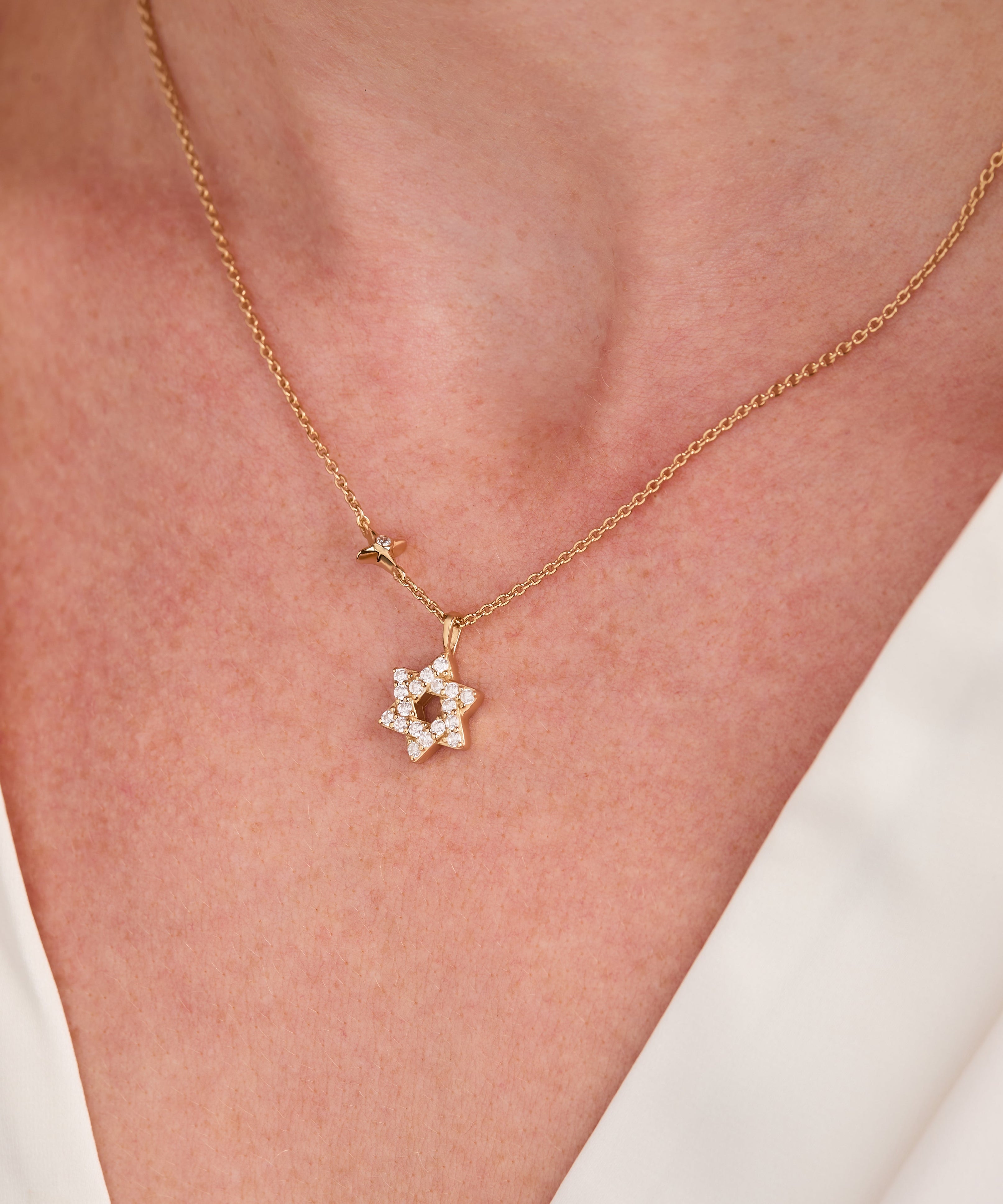 Star of David Delicate Pave Crystal Pendant Necklace