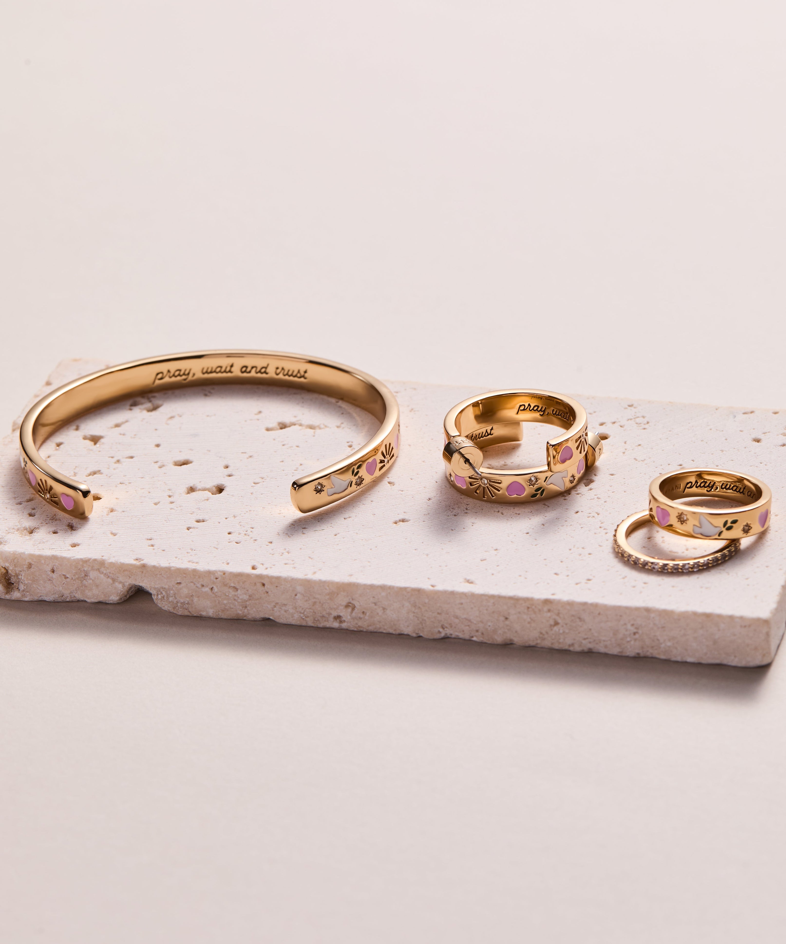 'Pray, Wait and Trust' Hoop Earrings