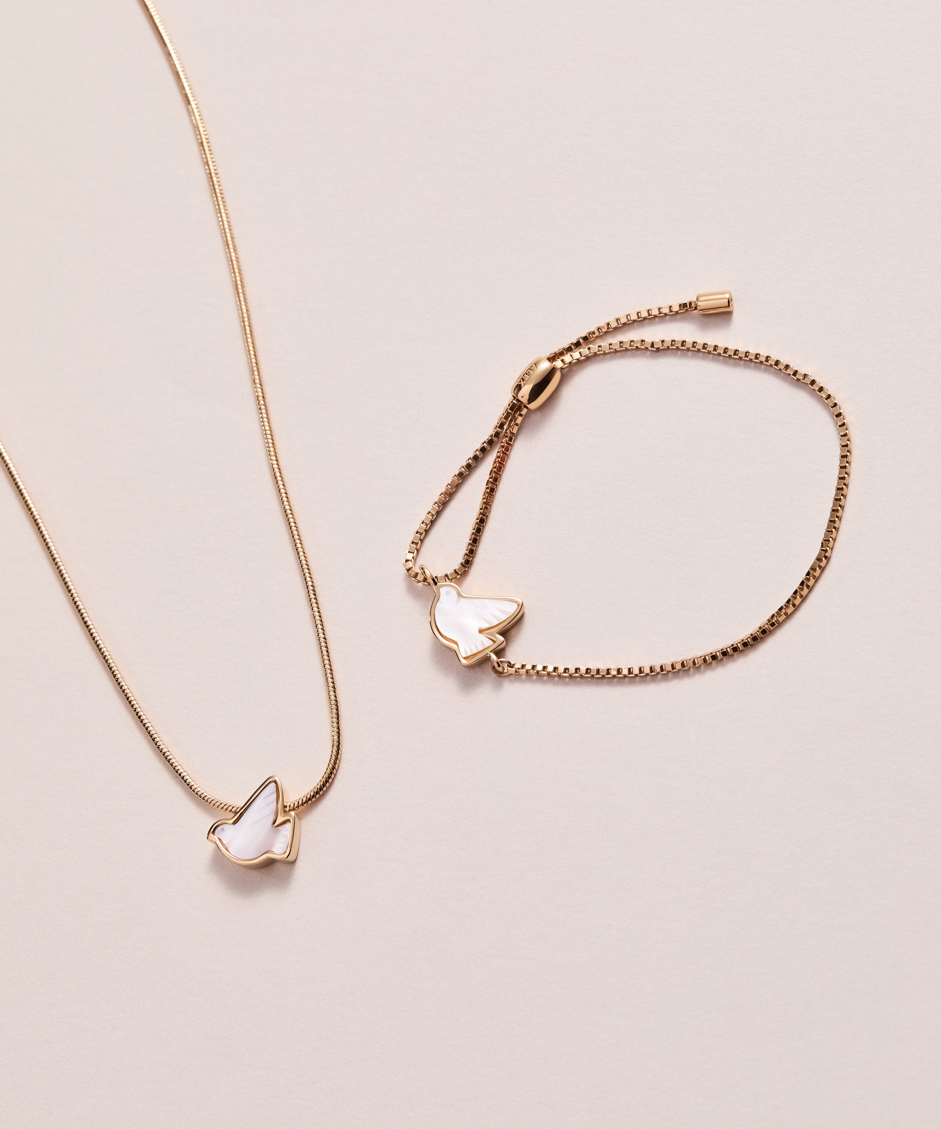 Pearlized Dove 'Peace' Slider Necklace