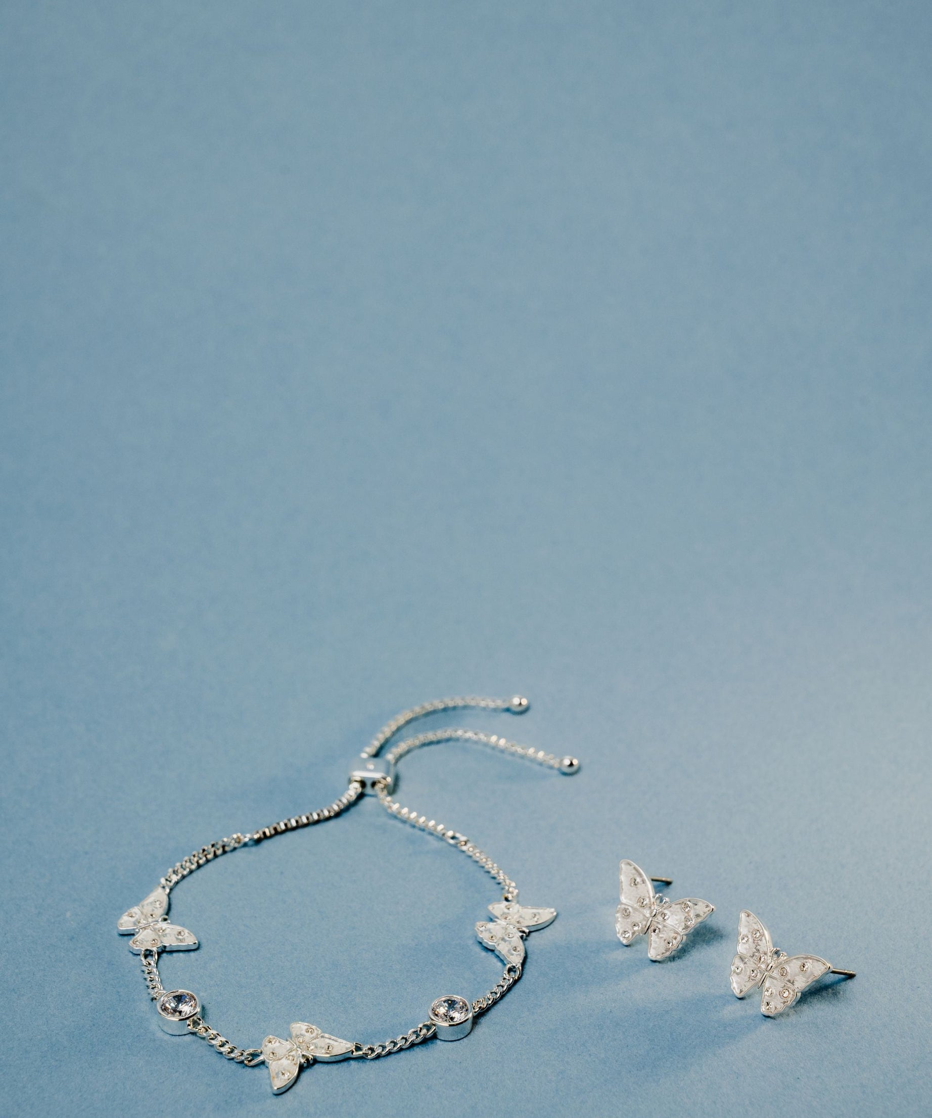Glass Butterfly Statement Stud Earrings
