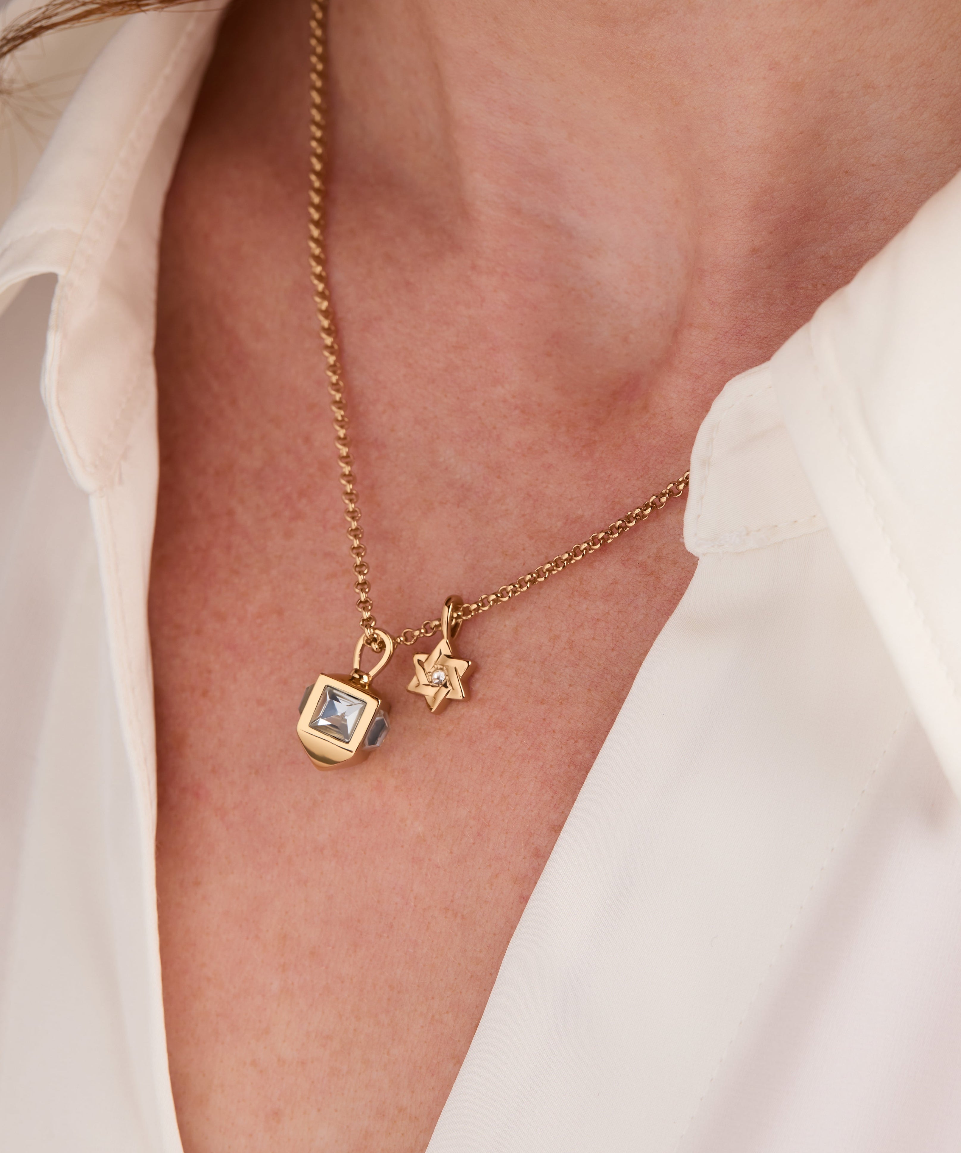 Hanukkah Star of David and Dreidel Pendant Necklace