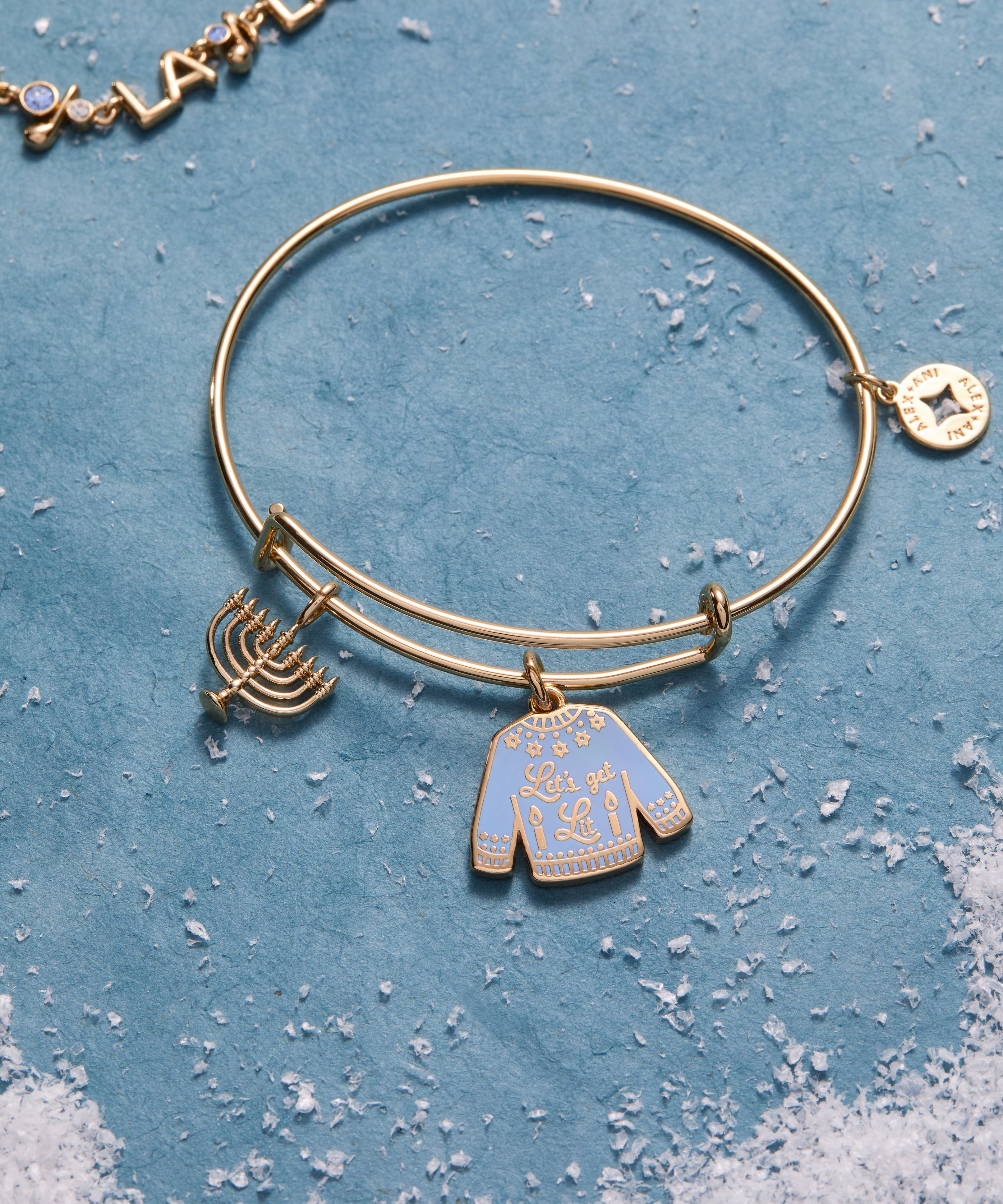 Hanukkah 'Let's Get Lit' Ugly Sweater & Menorah Bangle