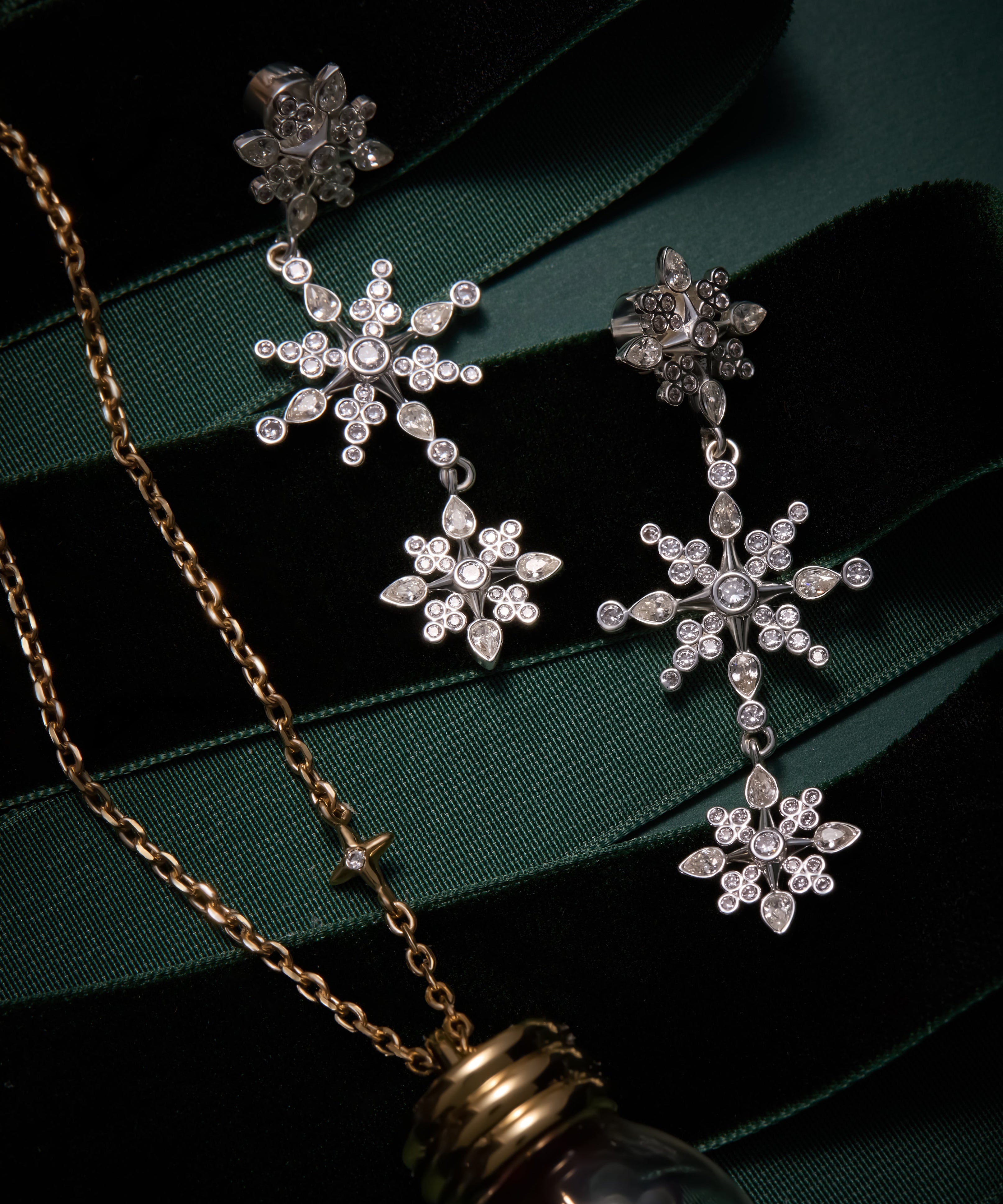 Crystal Snowflake Linear Earrings