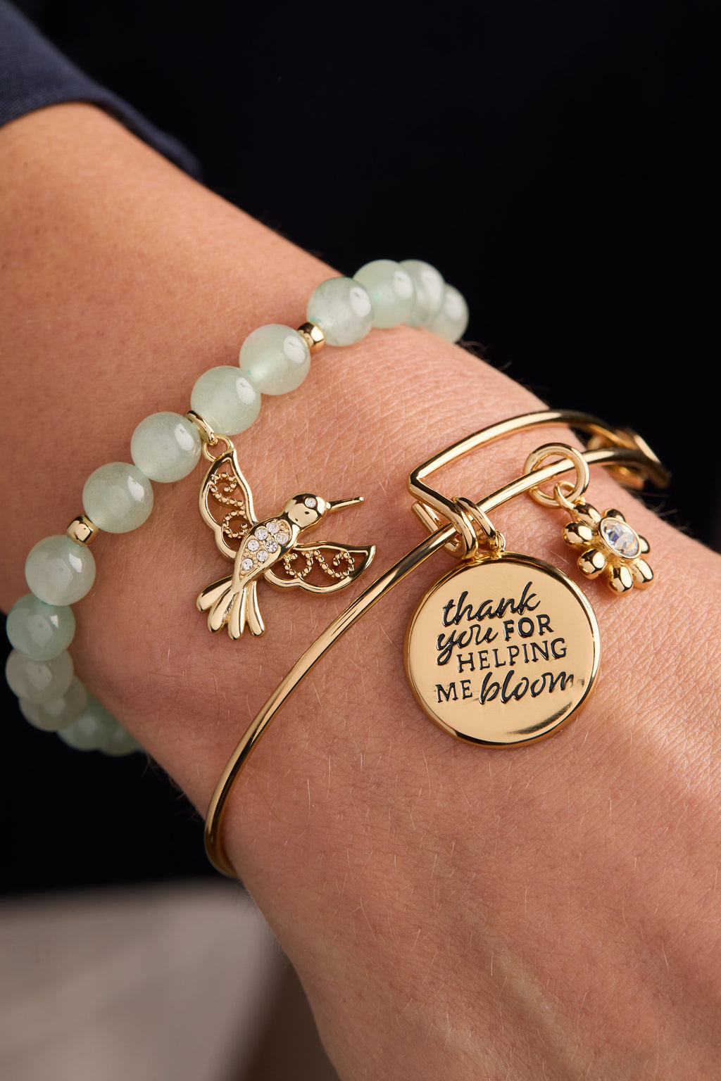 Thank You For Helping Me Bloom' Charm Bangle