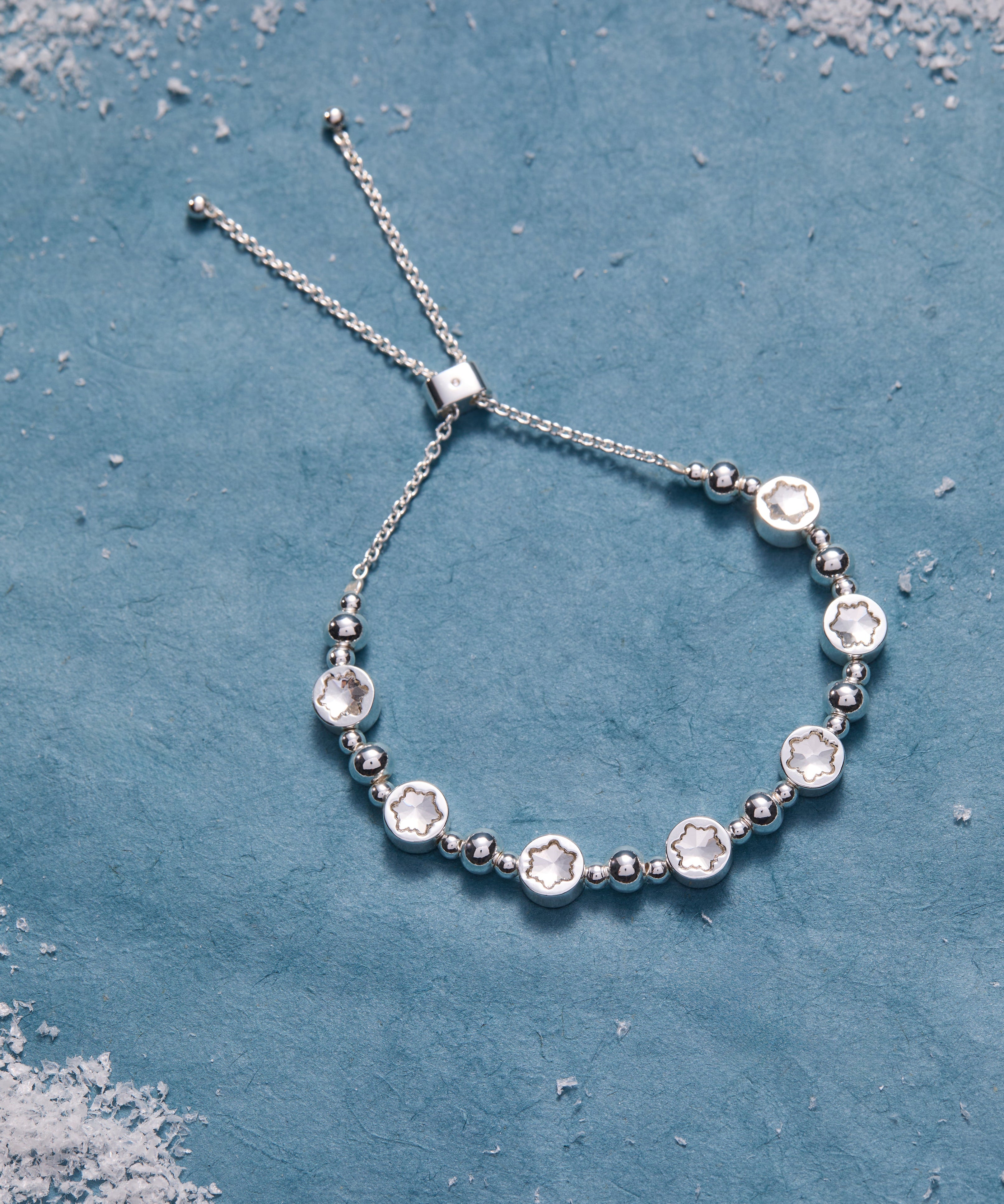 Crystal Snowflake Beaded Bolo Bracelet