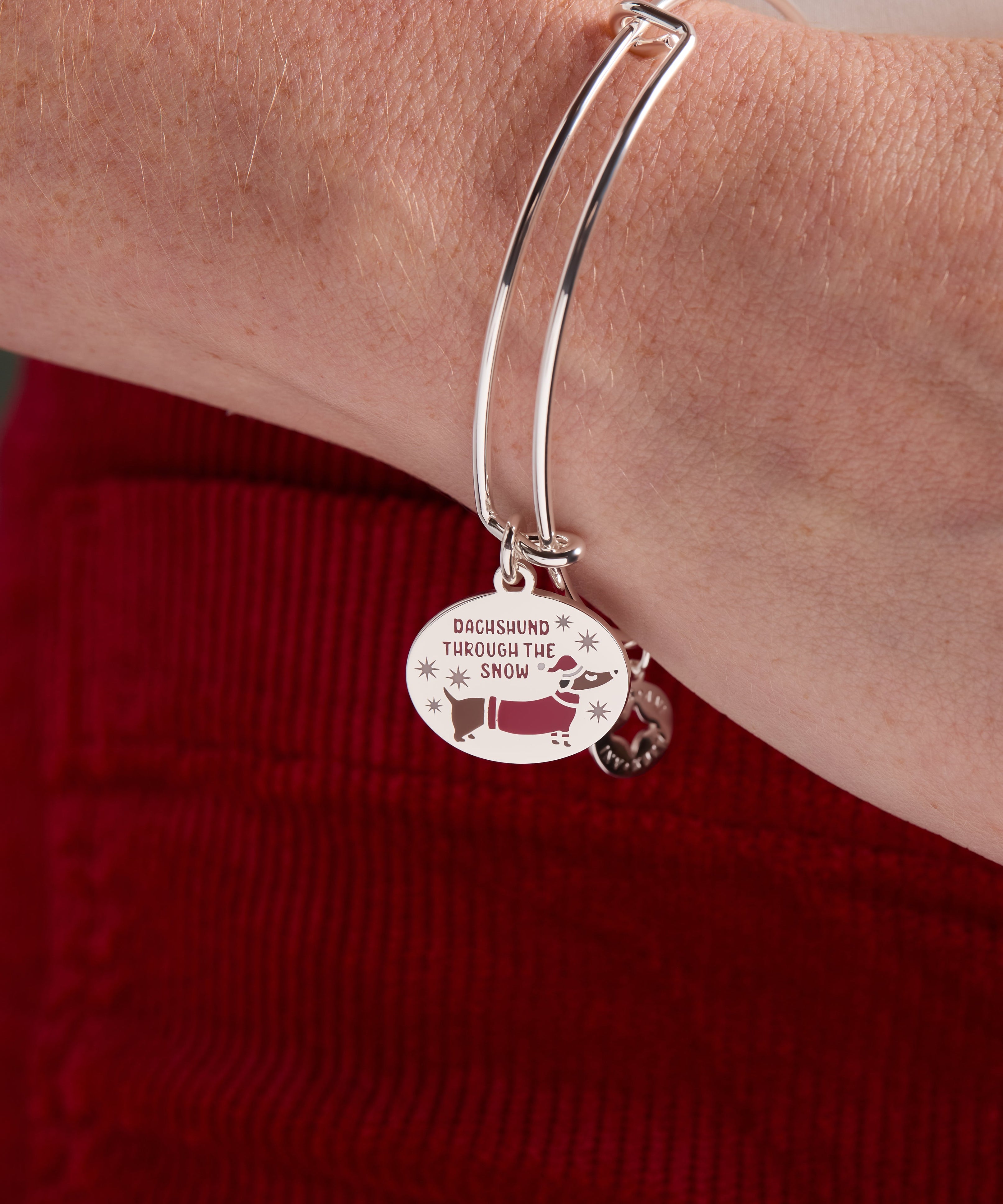 'Dachshund Through The Snow' Dog Charm Bangle
