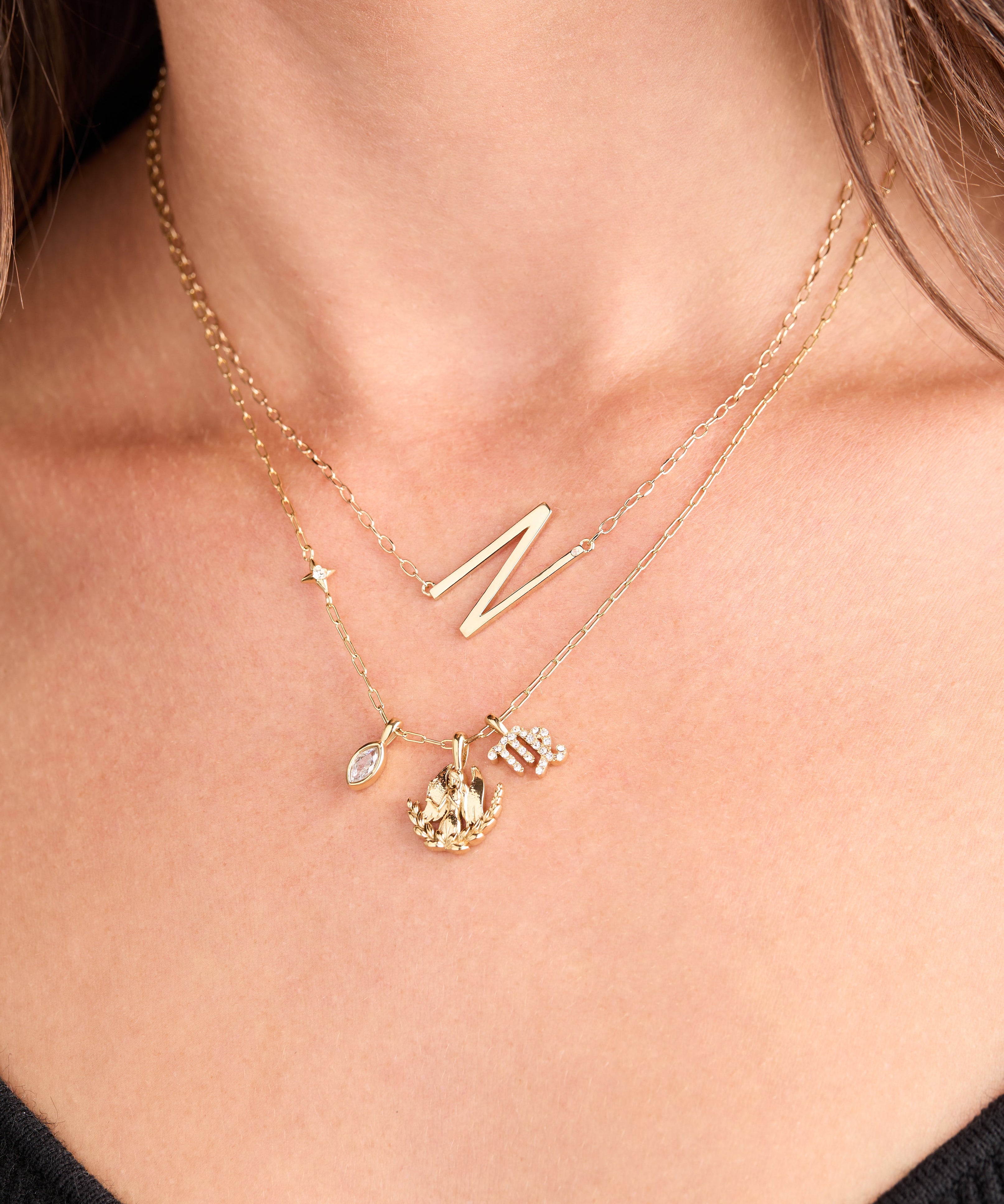 Virgo Zodiac Charm Cluster Necklace