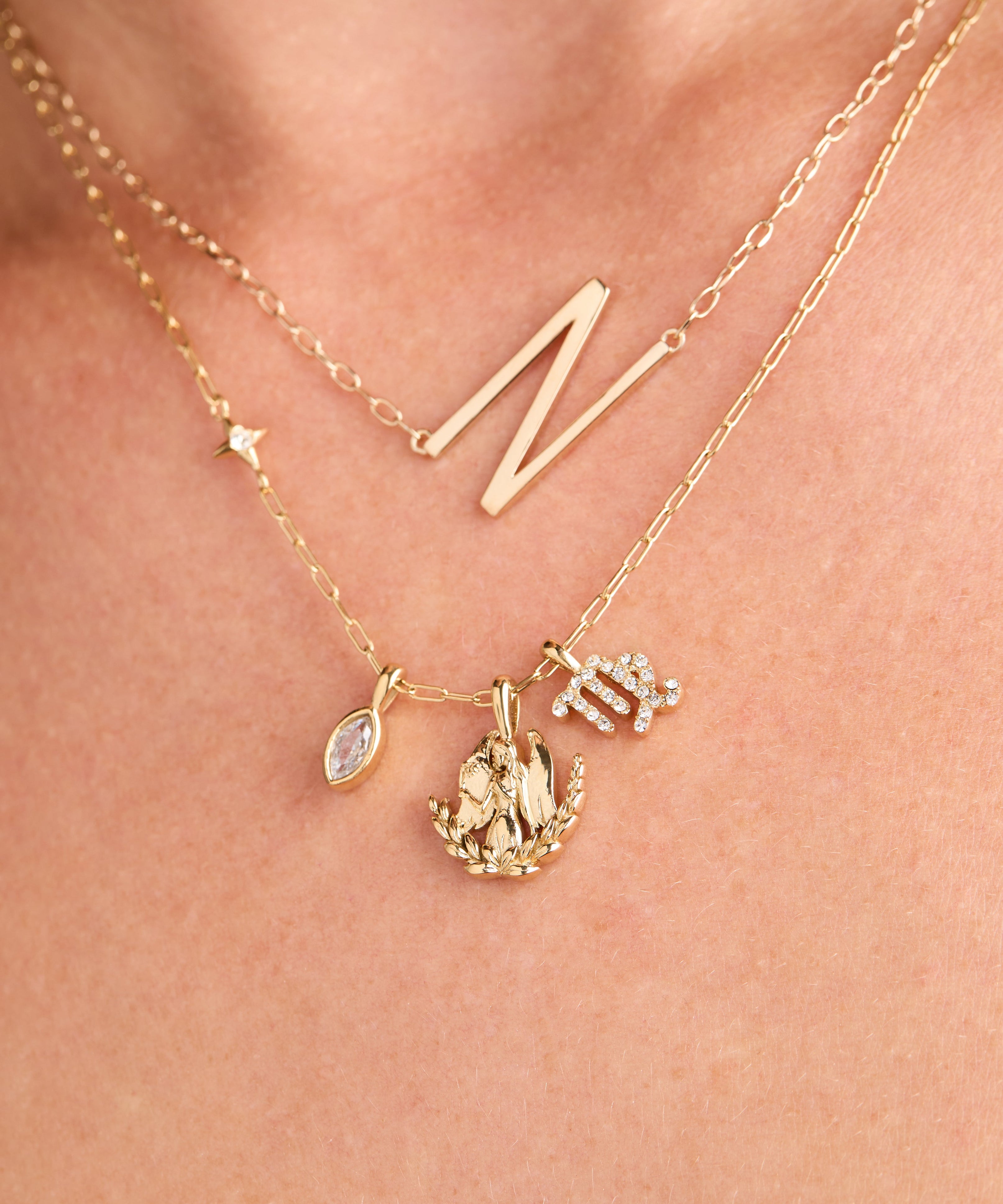Virgo Zodiac Charm Cluster Necklace