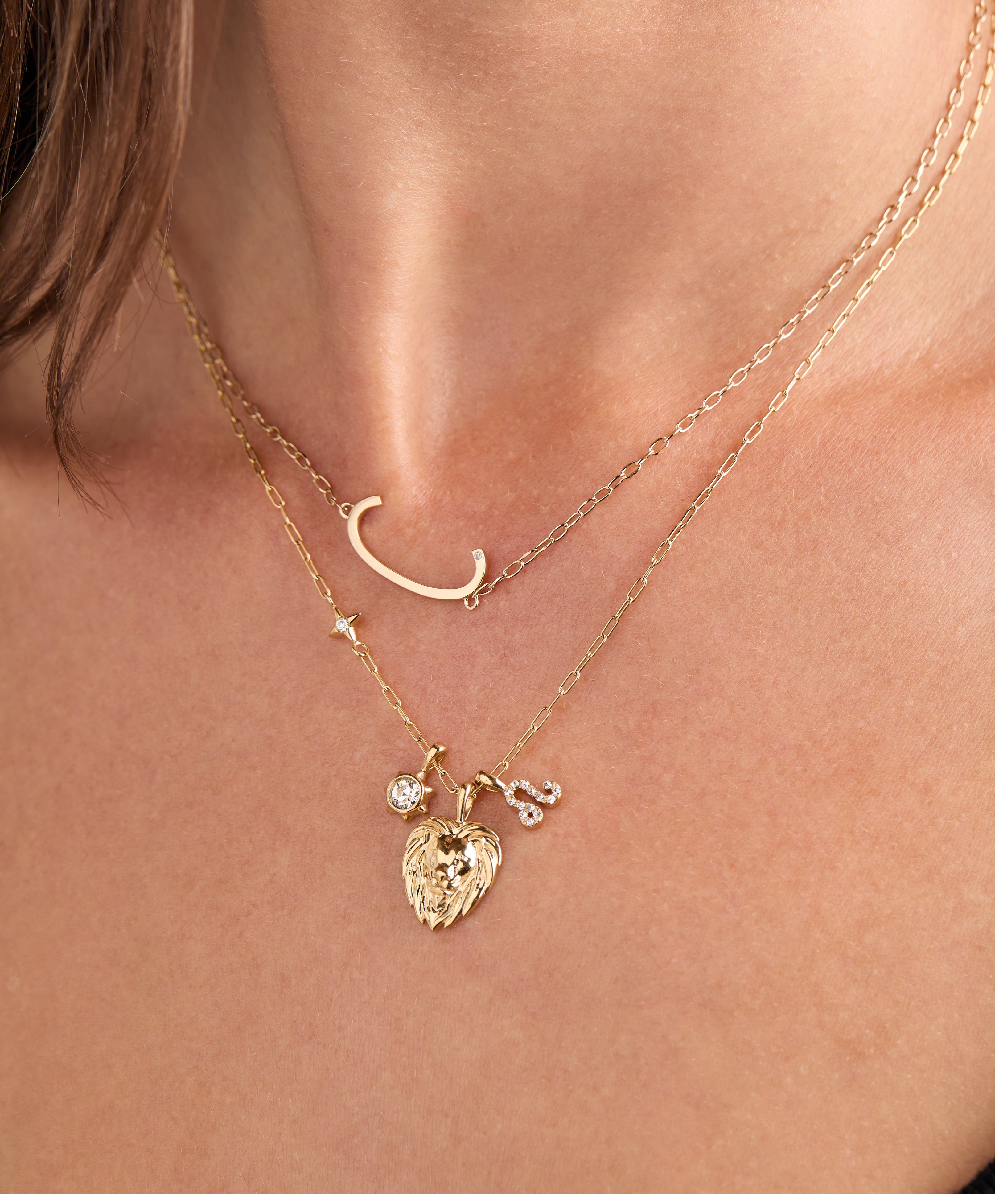 Leo Zodiac Charm Cluster Necklace