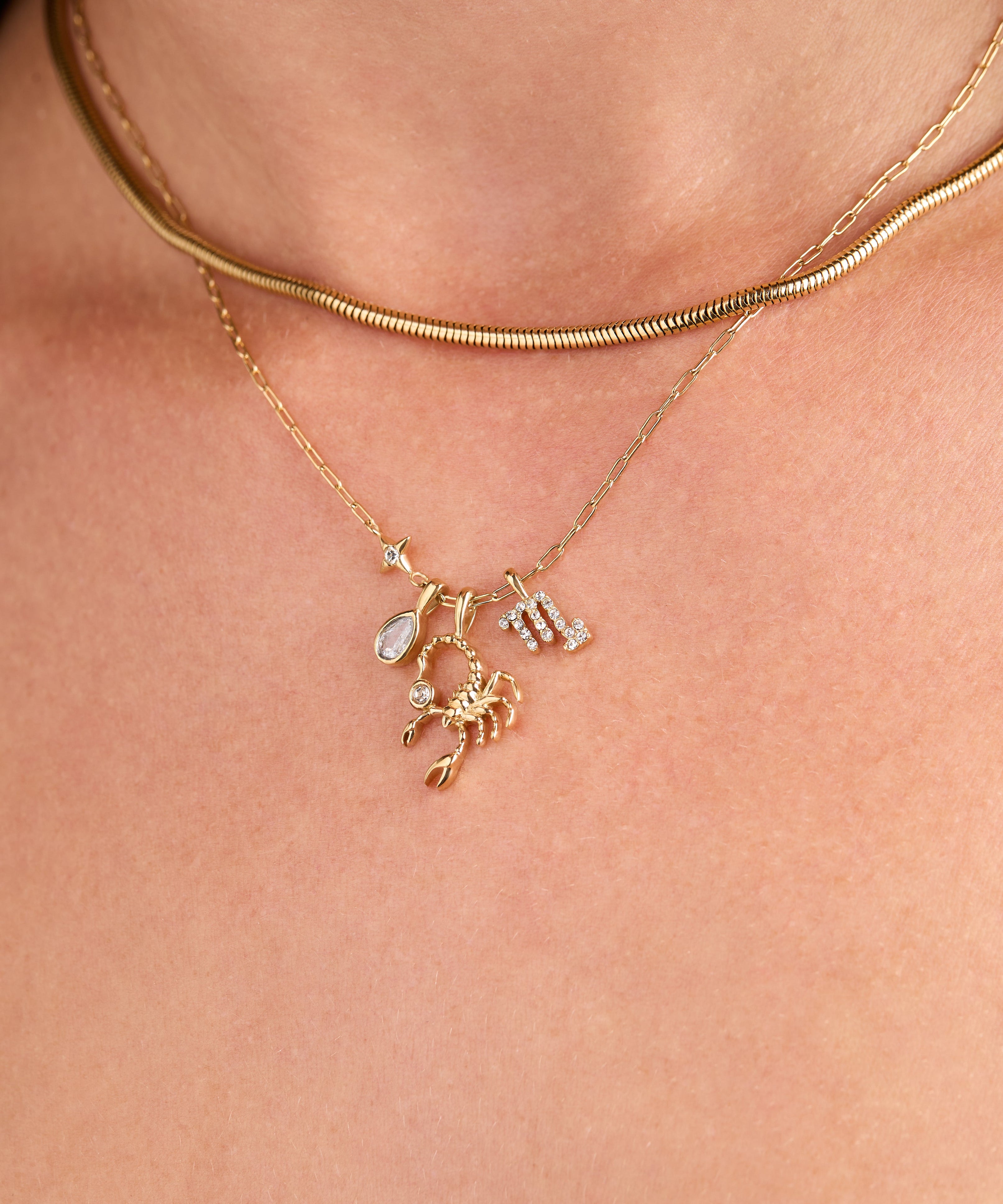 Scorpio Zodiac Charm Cluster Necklace