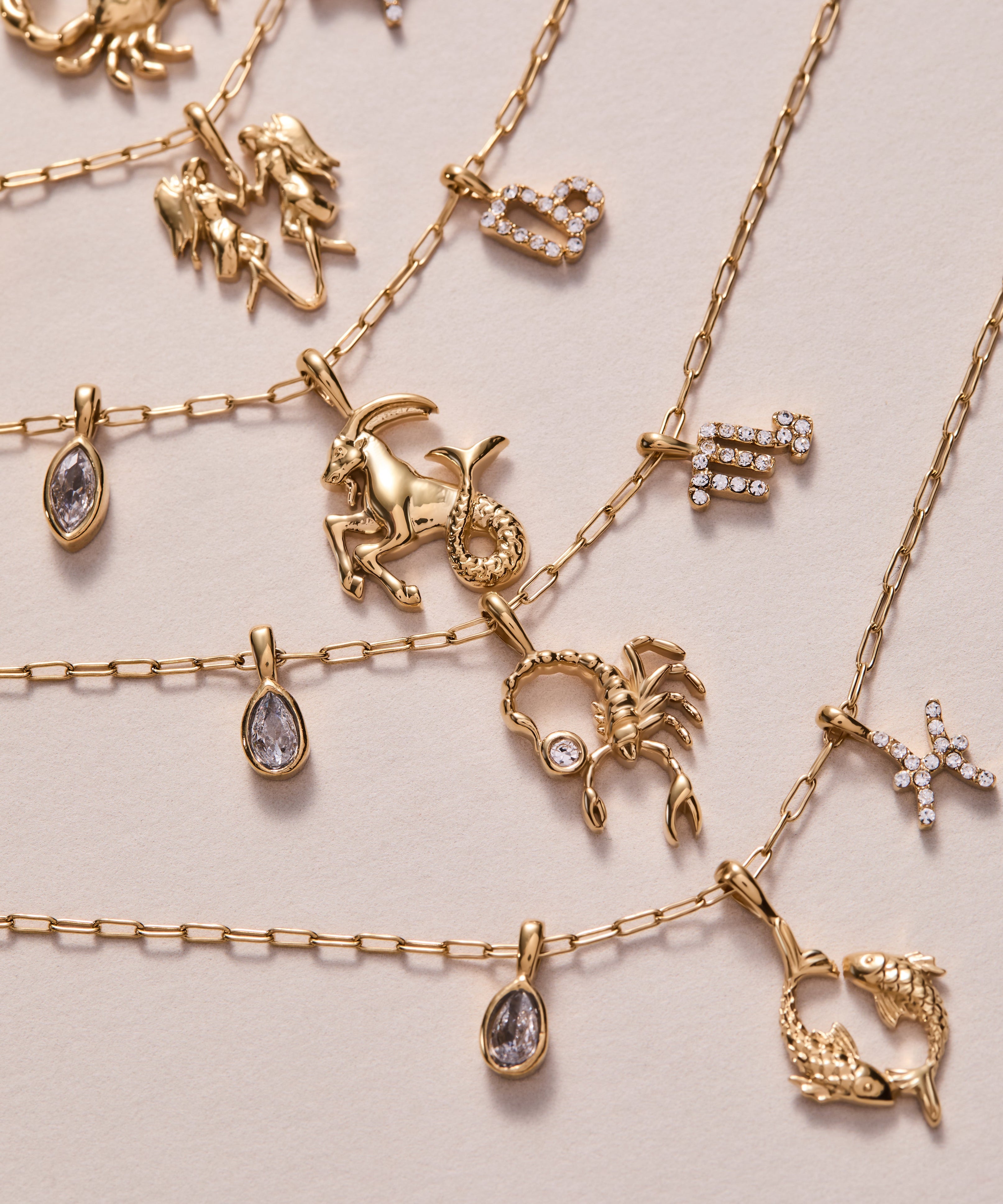 Pisces Zodiac Charm Cluster Necklace