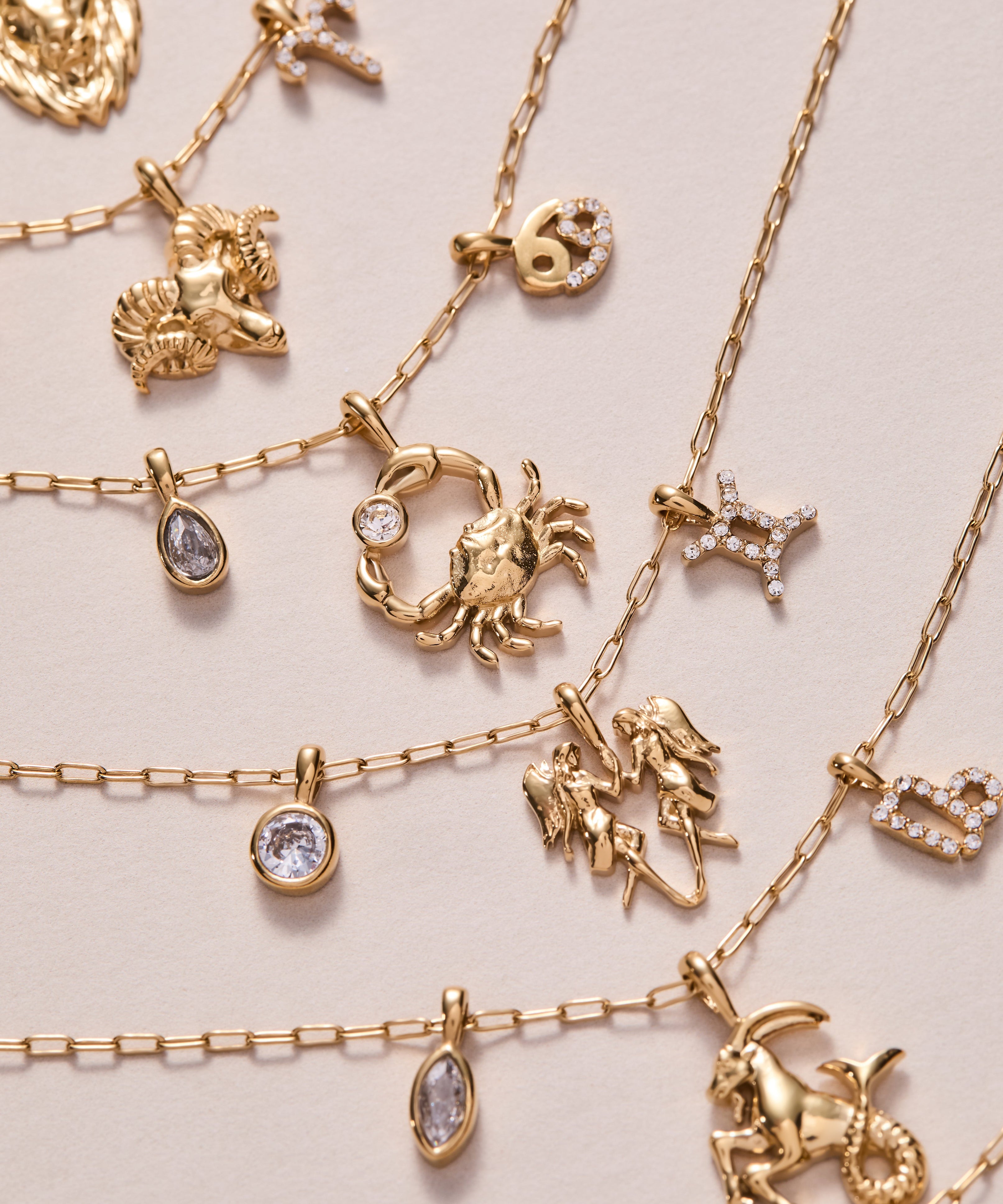 Cancer Zodiac Charm Cluster Necklace