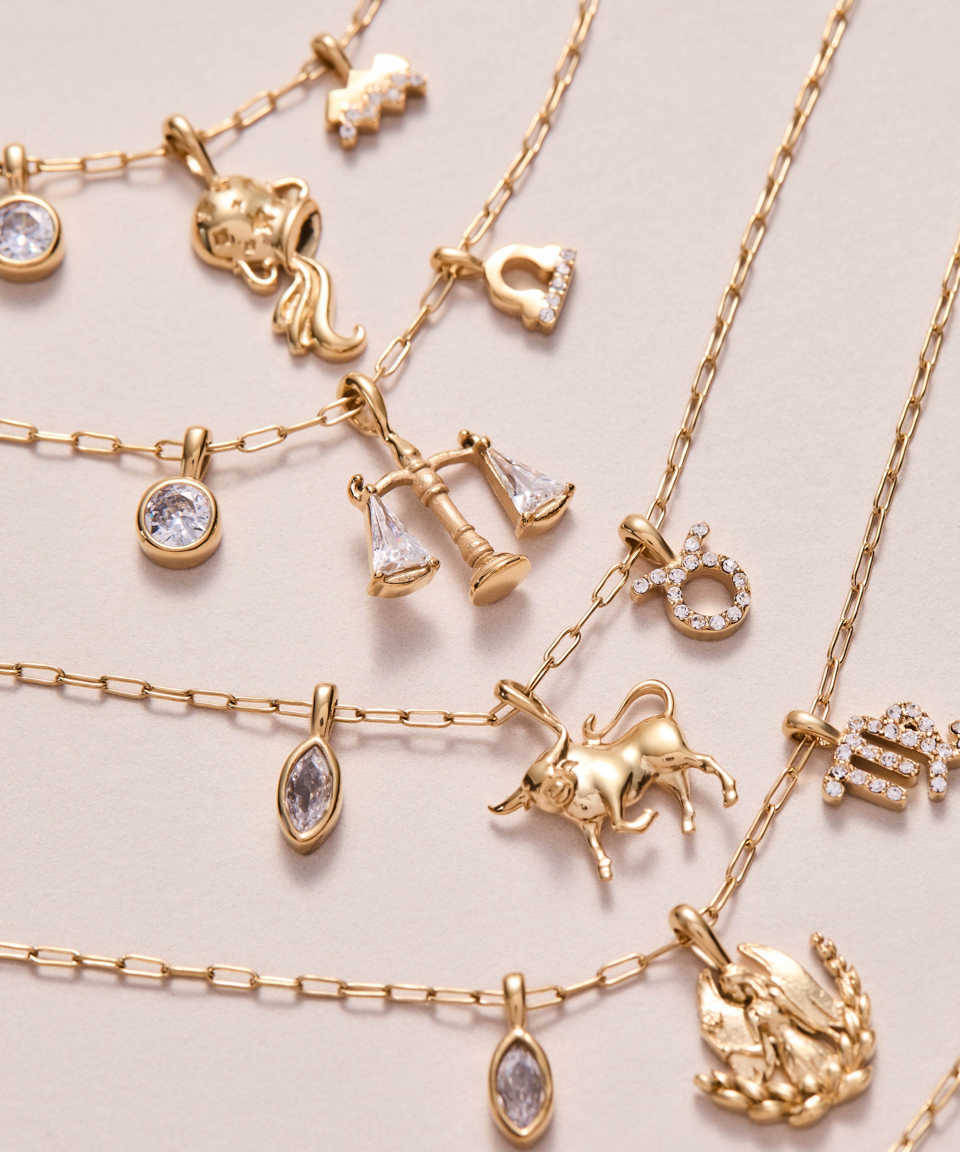 Virgo Zodiac Charm Cluster Necklace