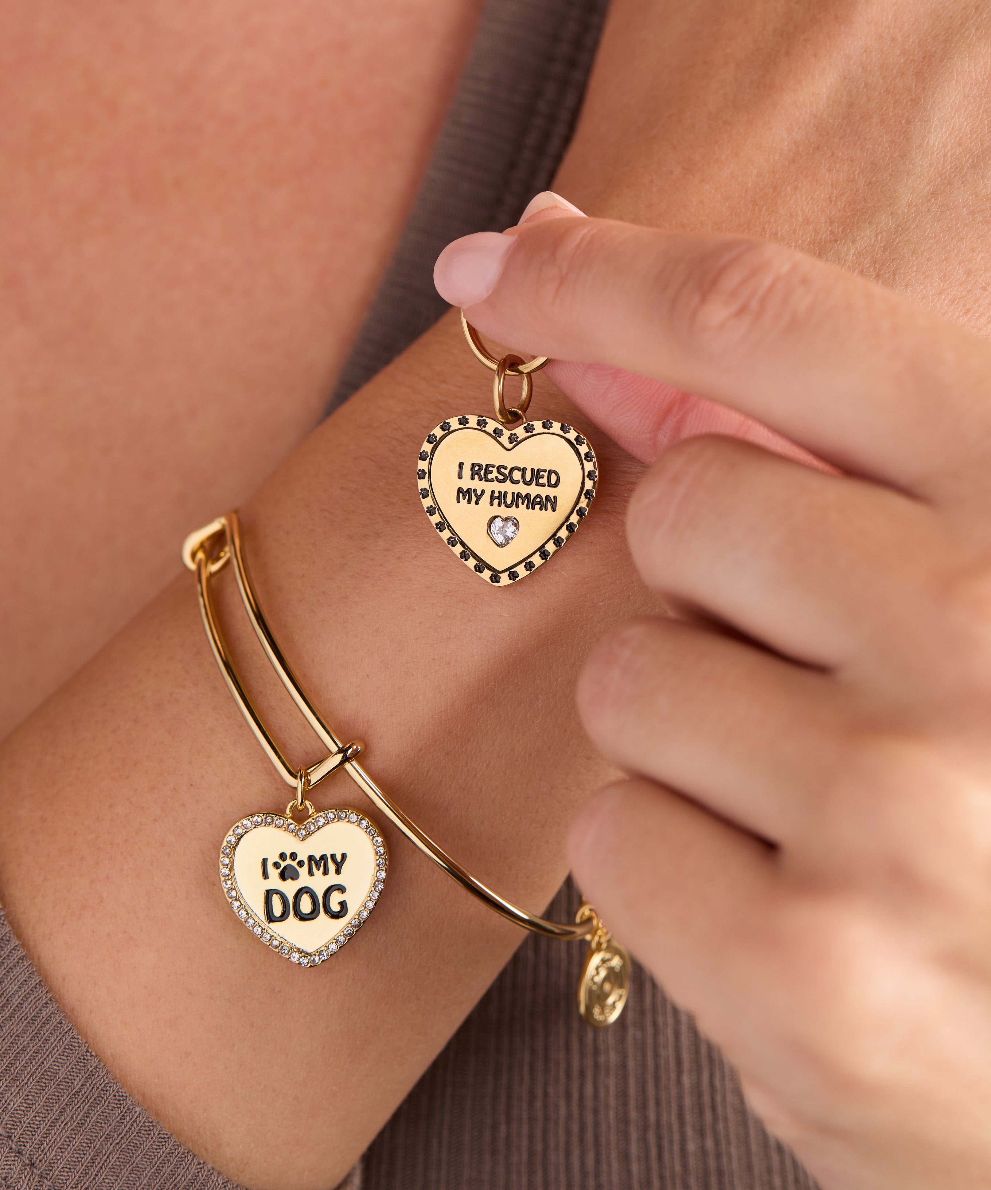 'I Love My Dog' Bangle & Pet Collar Charm Set of 2