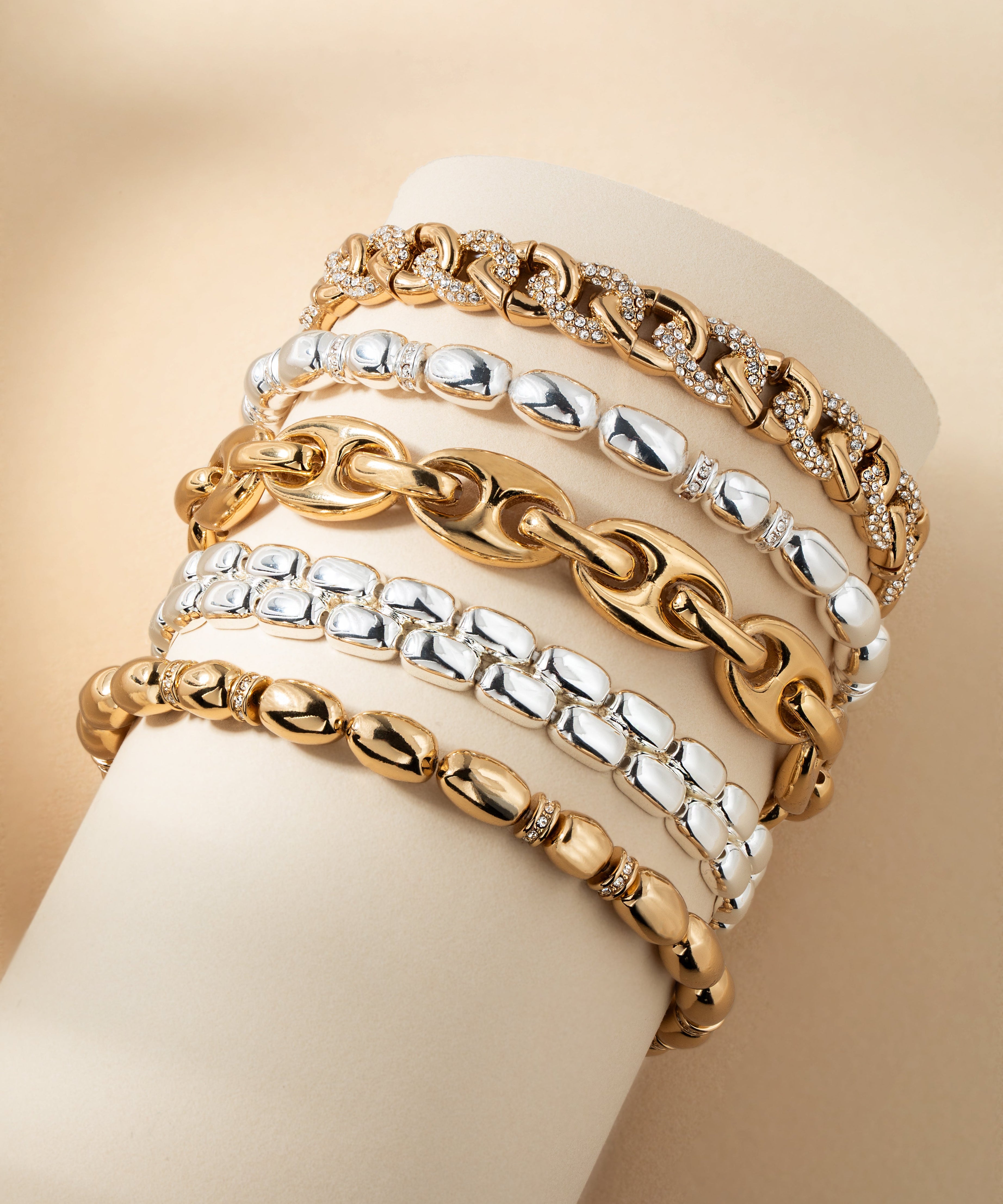 Pave Curb Chain Stretch Bracelet