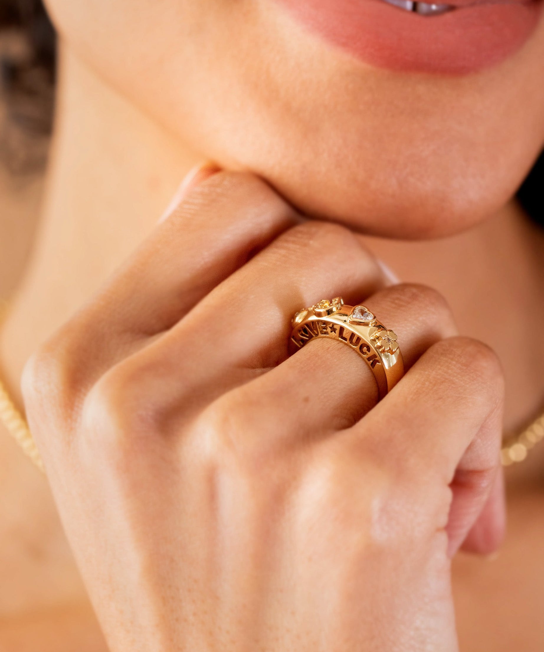 Love and Luck Open Domed Ring