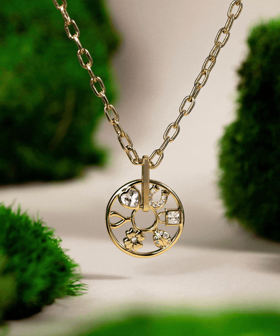 Love and Luck Wheel Charm Necklace