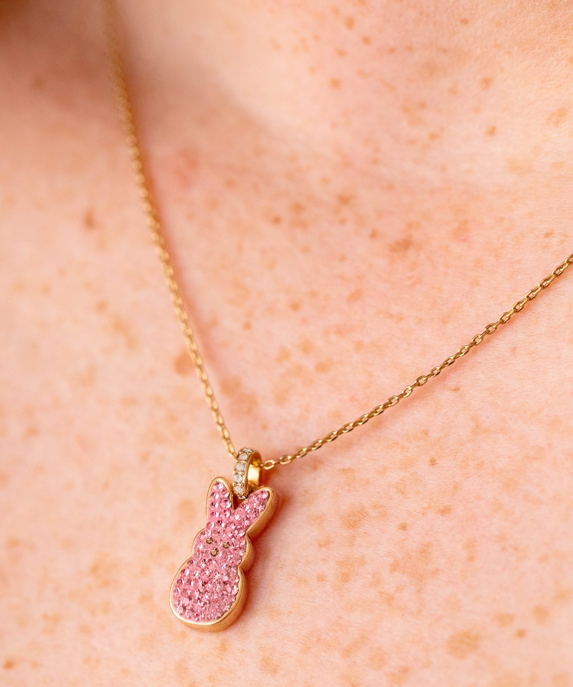 PEEPS® Pink Crystal Bunny Pendant Necklace