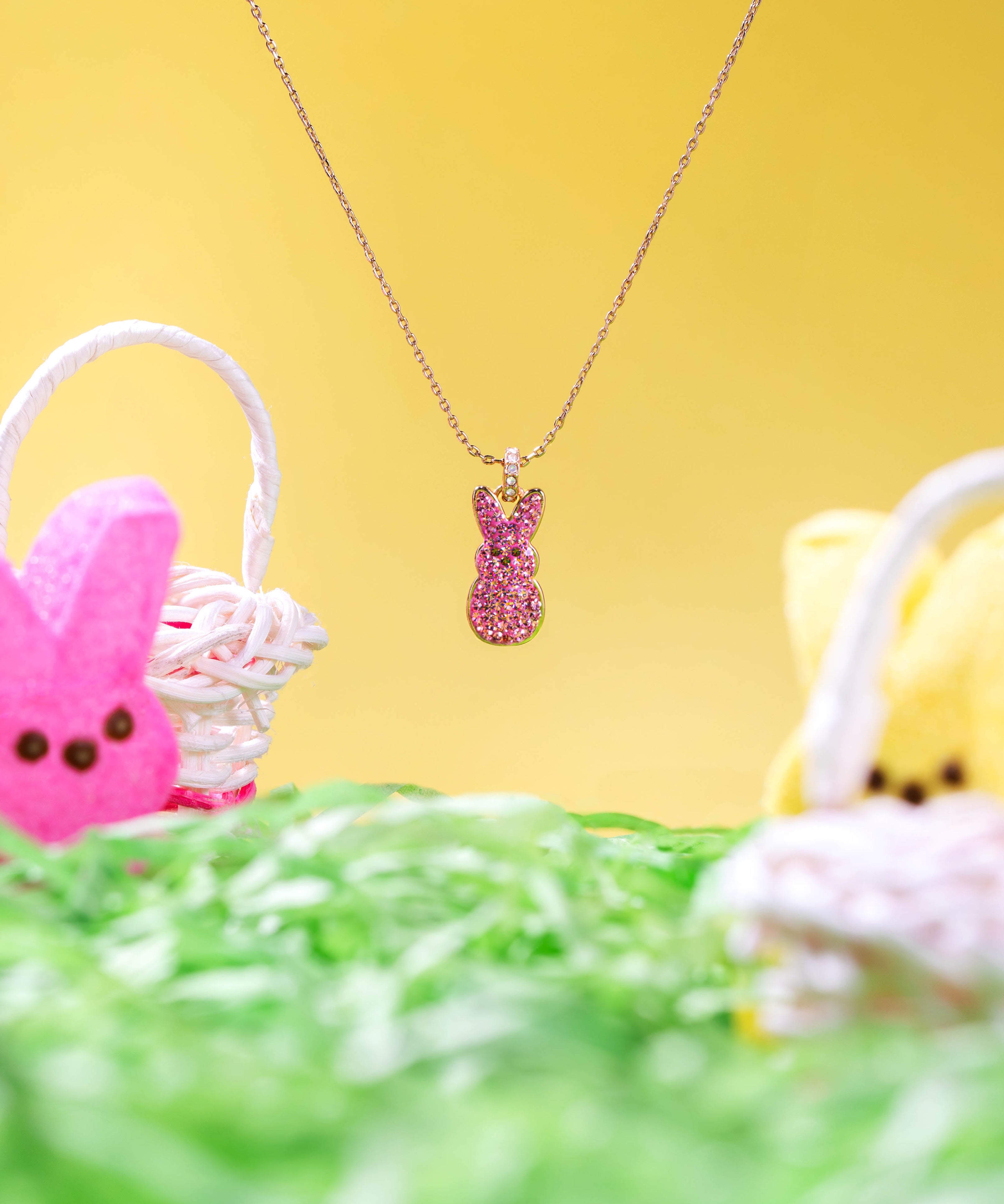 PEEPS® Pink Crystal Bunny Pendant Necklace