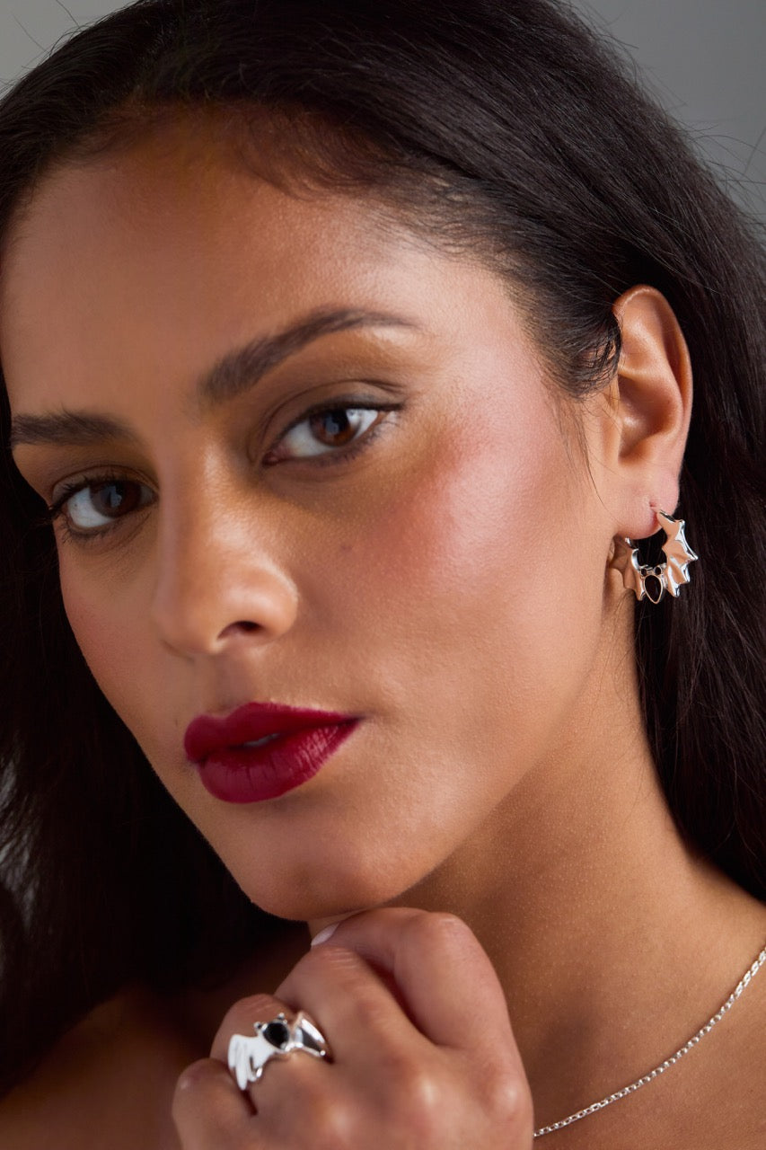 Crystal Bat Hoop Earrings