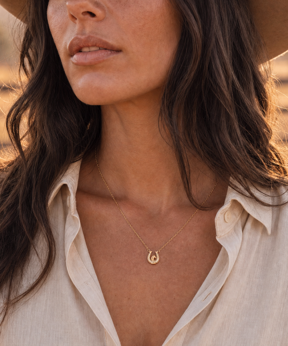 'Horse Girl At Heart' Horseshoe Necklace
