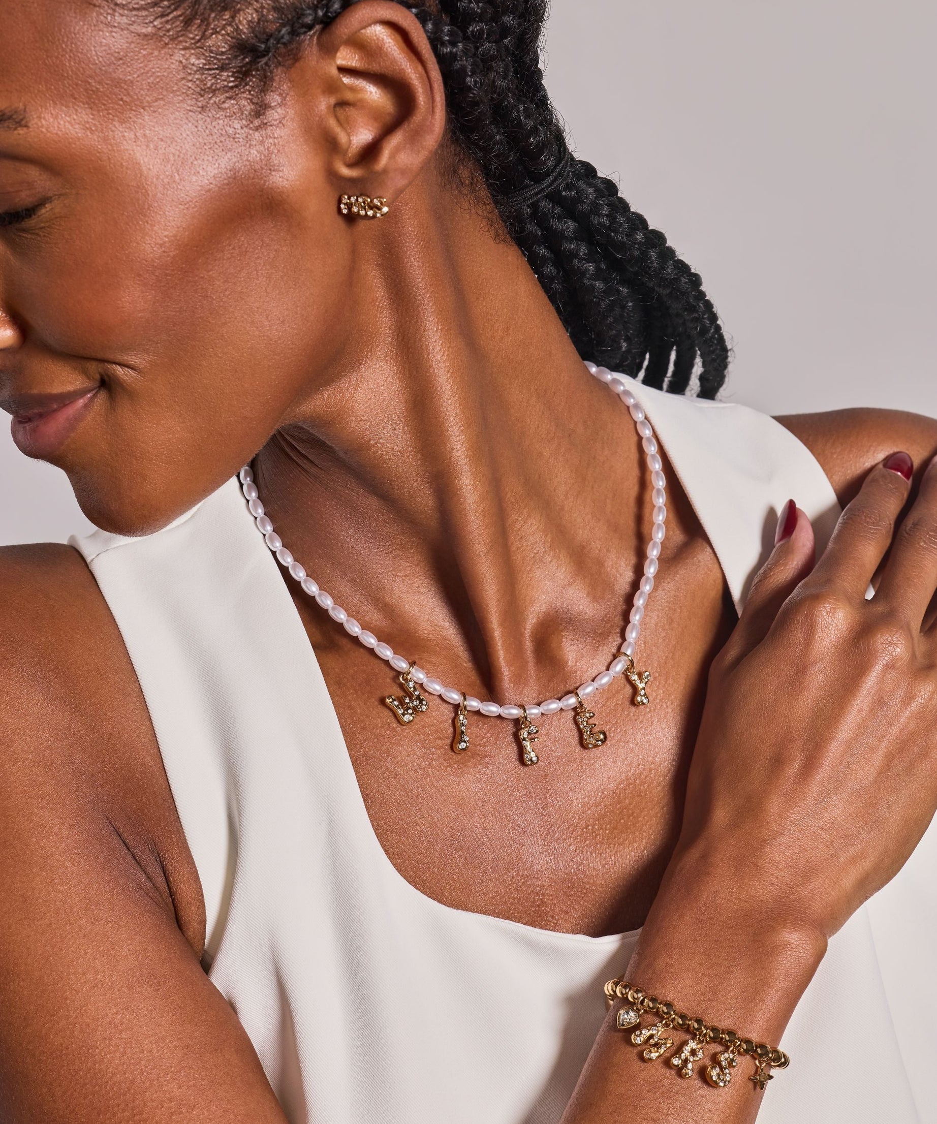 'Mrs" Beaded Bubble Bolo Bracelet