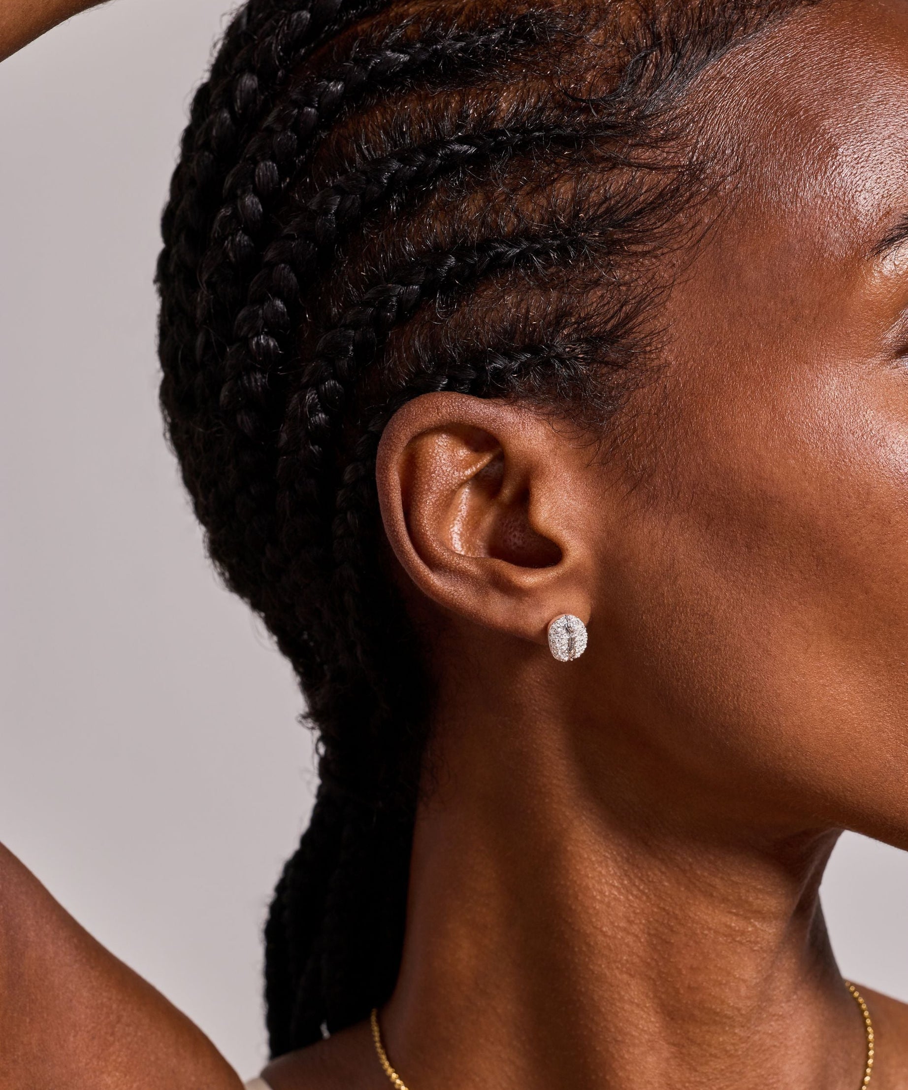 Coffee Bean Pave Crystal Stud Earrings