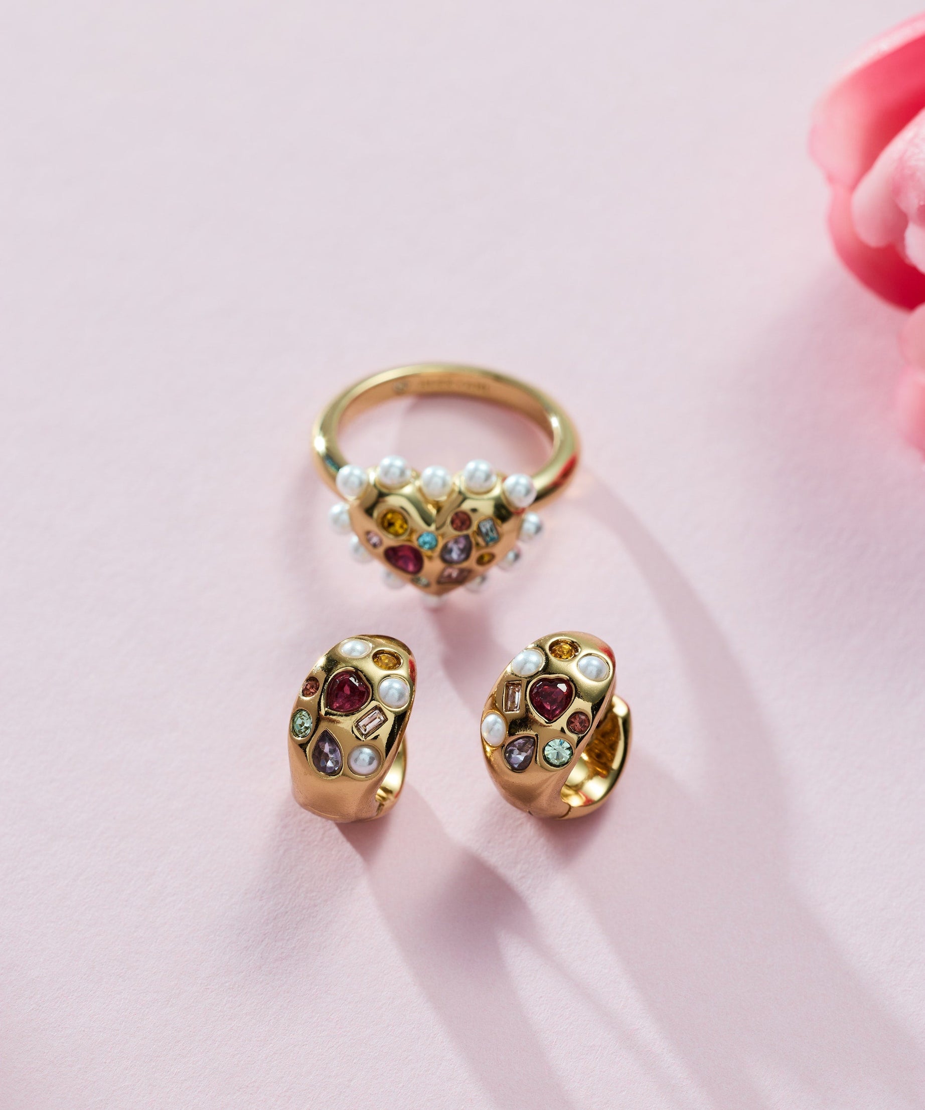 Gemstone Puffy Huggie Hoop Earrings
